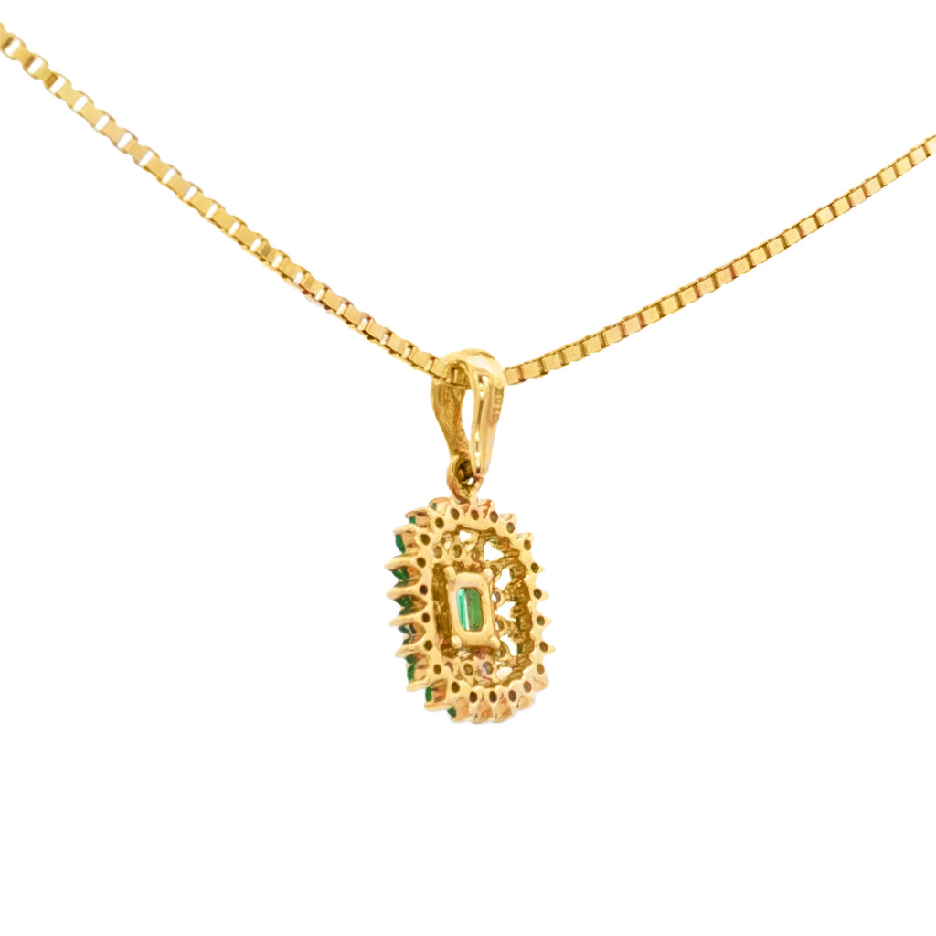 DIJE FLOR CON ESMERALDAS Y DIAMANTES