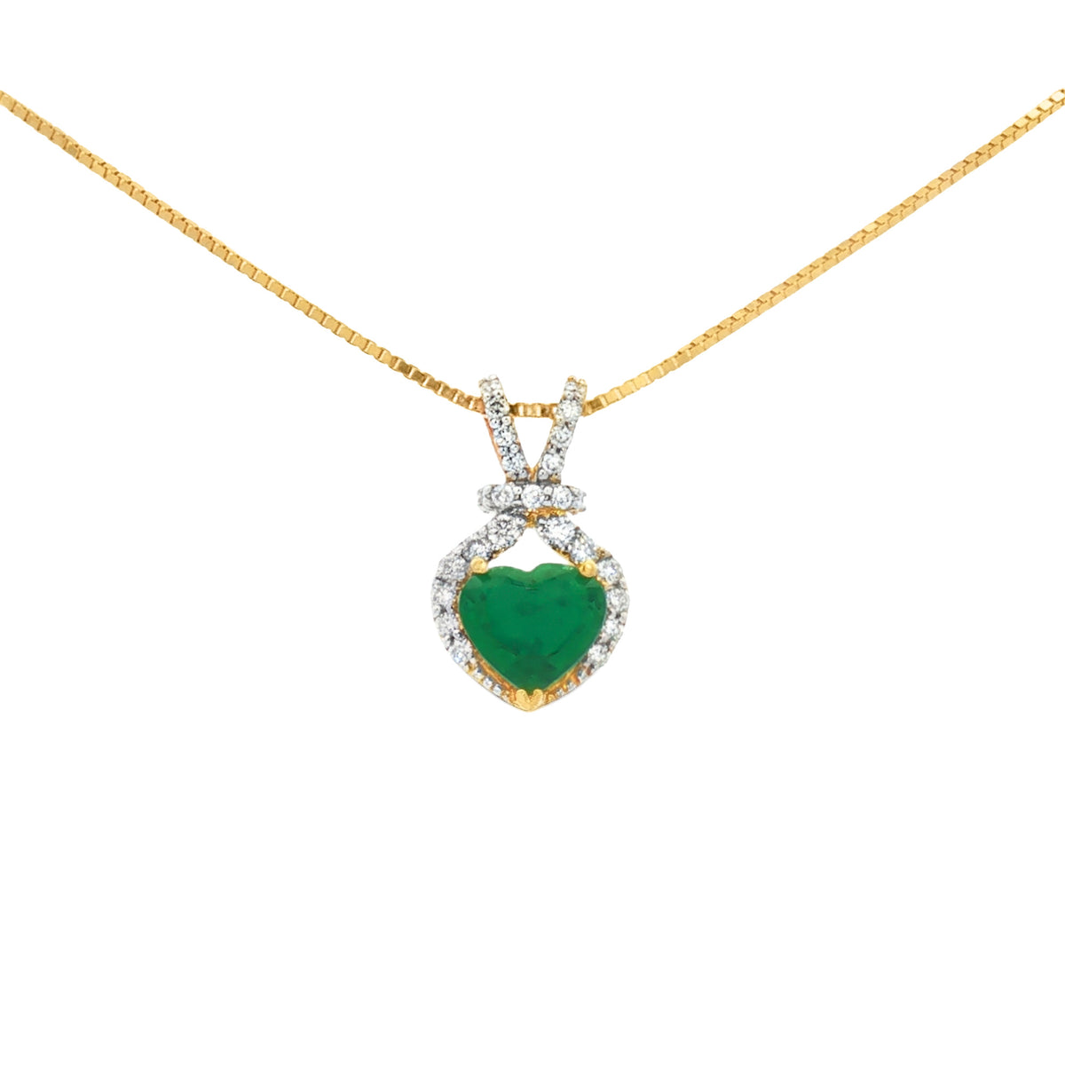 DIJE ESMERALDA CORAZÓN Y DIAMANTES