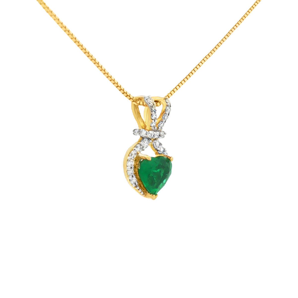 DIJE ESMERALDA CORAZÓN Y DIAMANTES