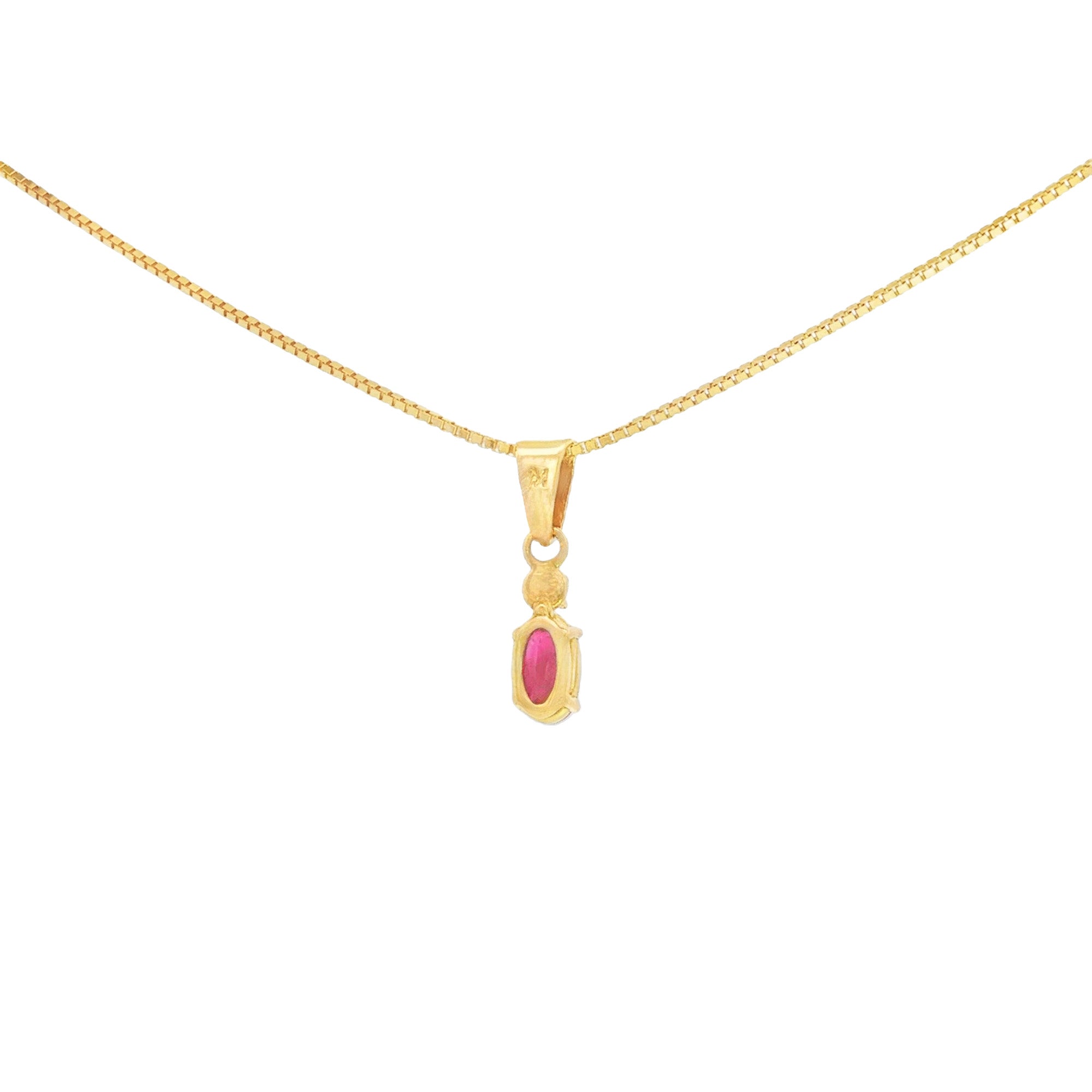 DIJE RUBÍ OVAL CON DIAMANTE