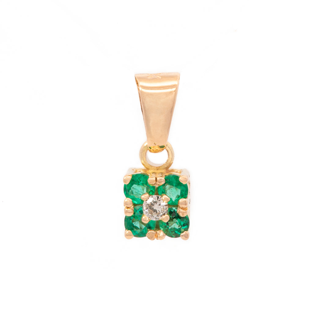 DIJE CUADRADO ESMERALDA DIAMANTES