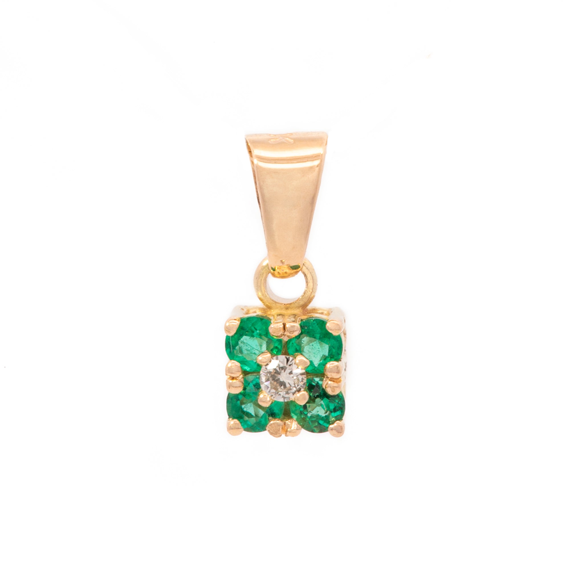 DIJE CUADRADO ESMERALDA DIAMANTES