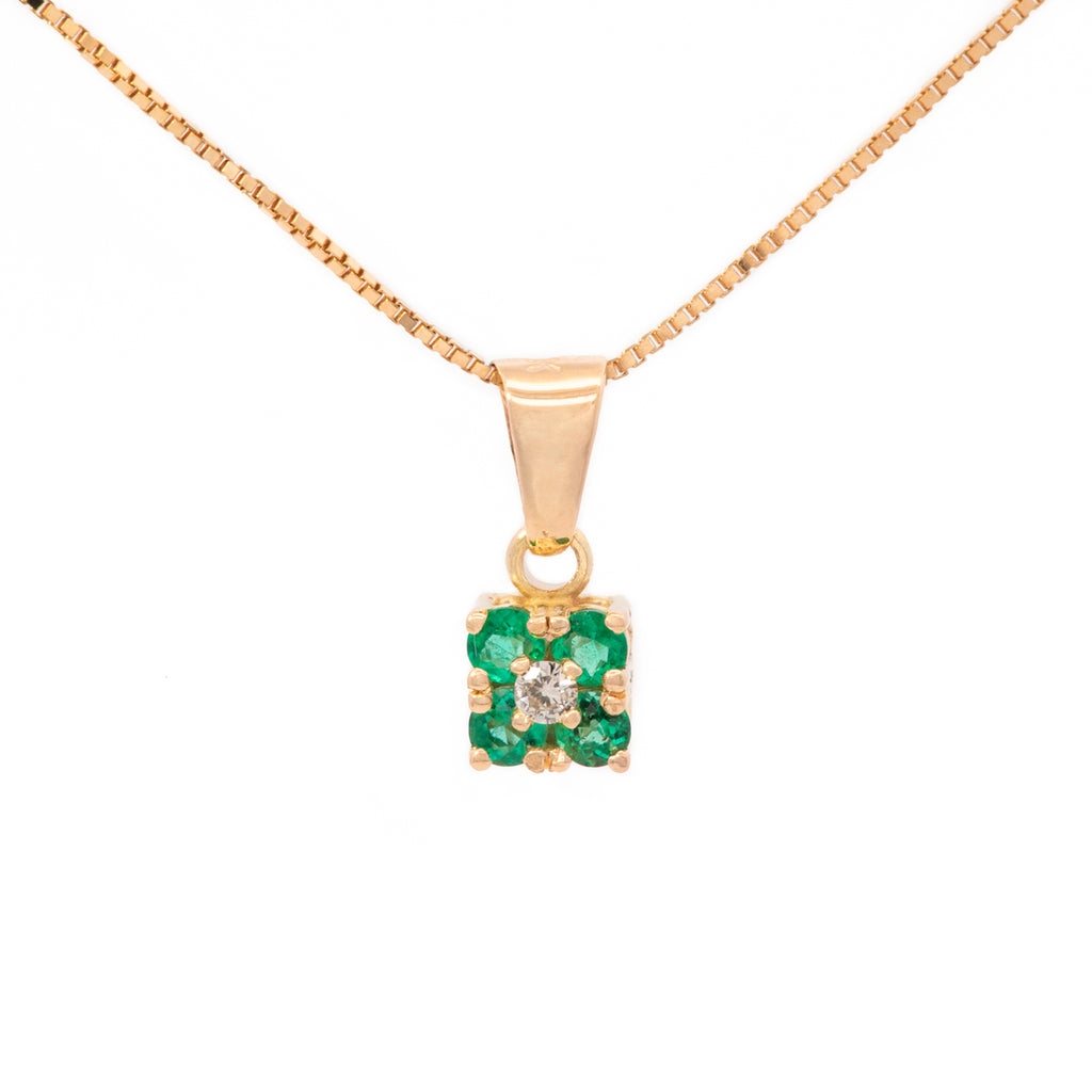 DIJE CUADRADO ESMERALDA DIAMANTES