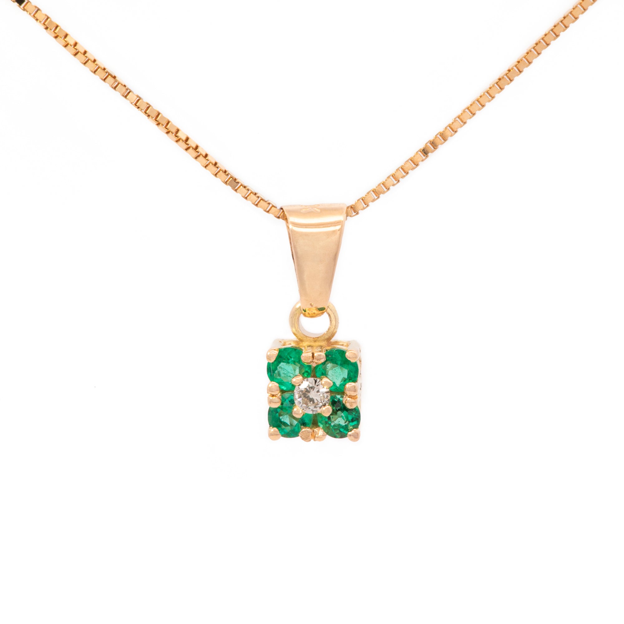 DIJE CUADRADO ESMERALDA DIAMANTES