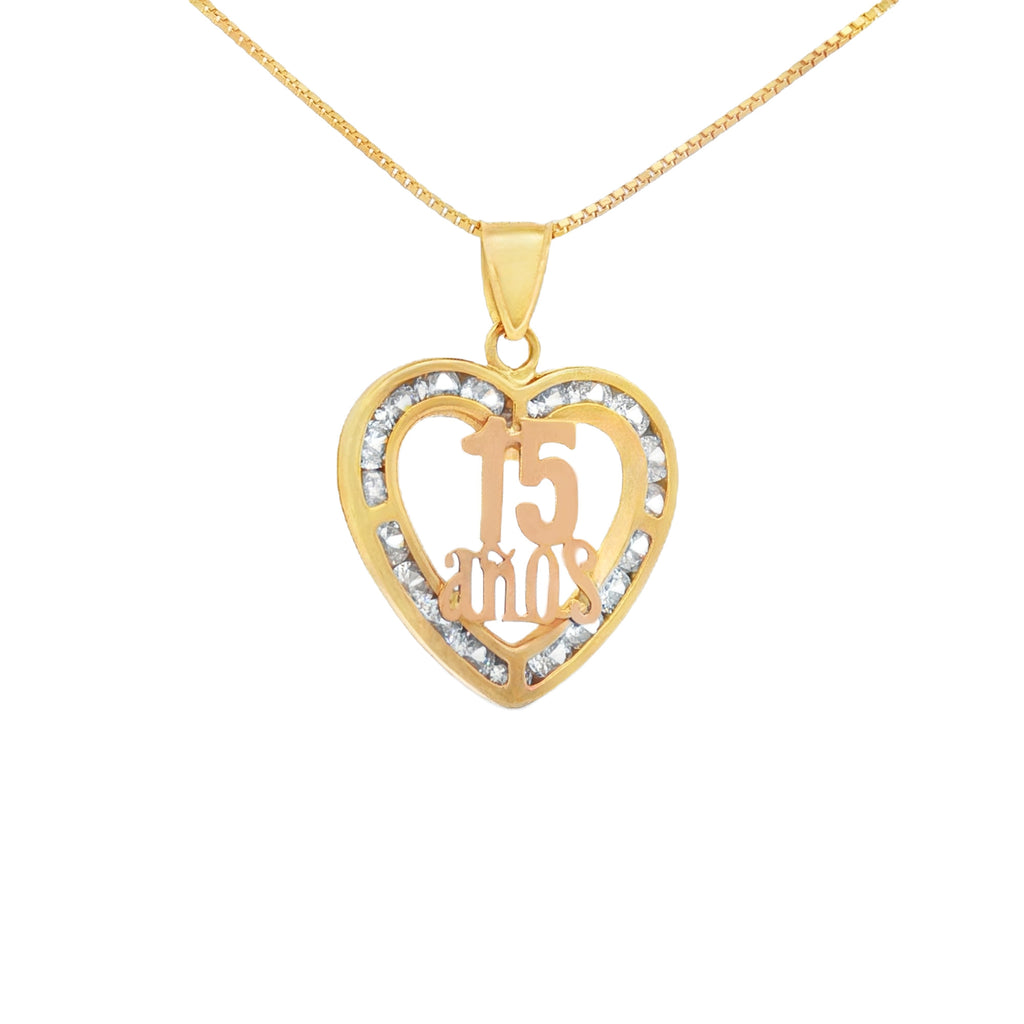 DIJE CORAZÓN Y QUINCE AÑOS CON ZIRCONES
