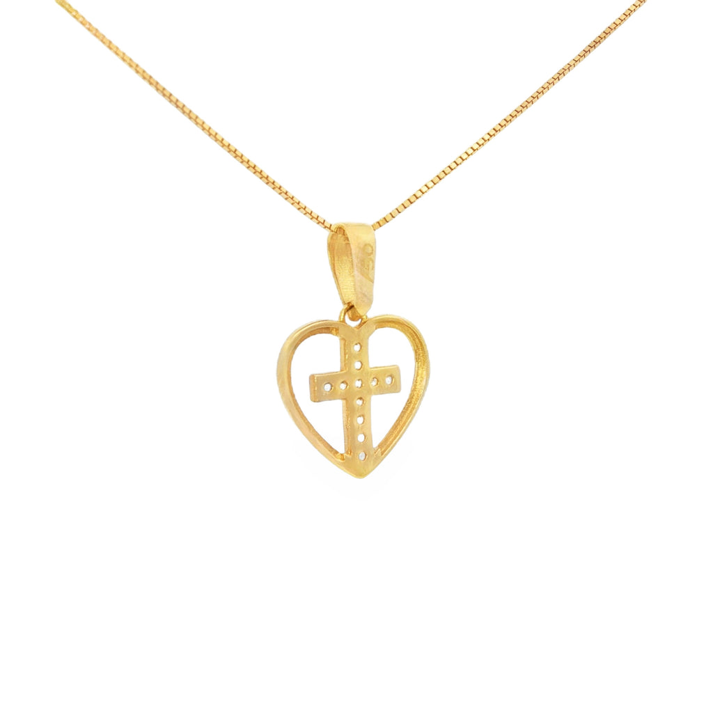 DIJE CORAZÓN Y CRUZ CON ZIRCONES