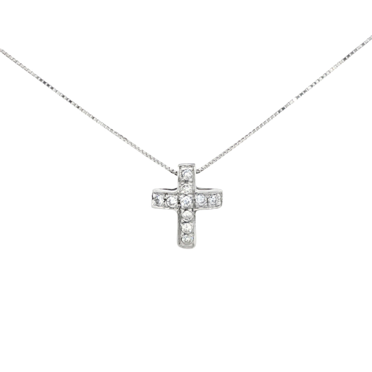 DIJE CRUZ DOBLE DE DIAMANTES