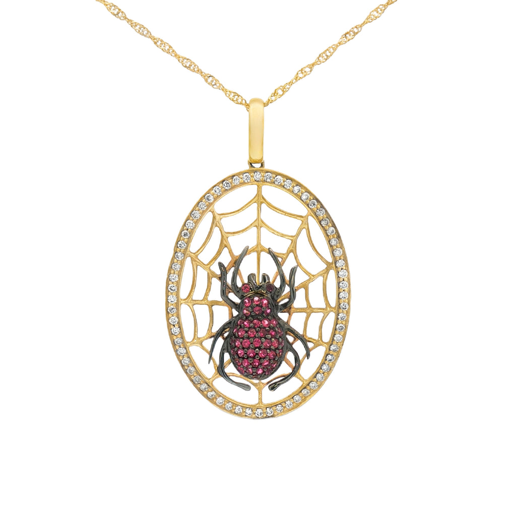 DIJE DE ARAÑA RUBÍES Y DIAMANTES