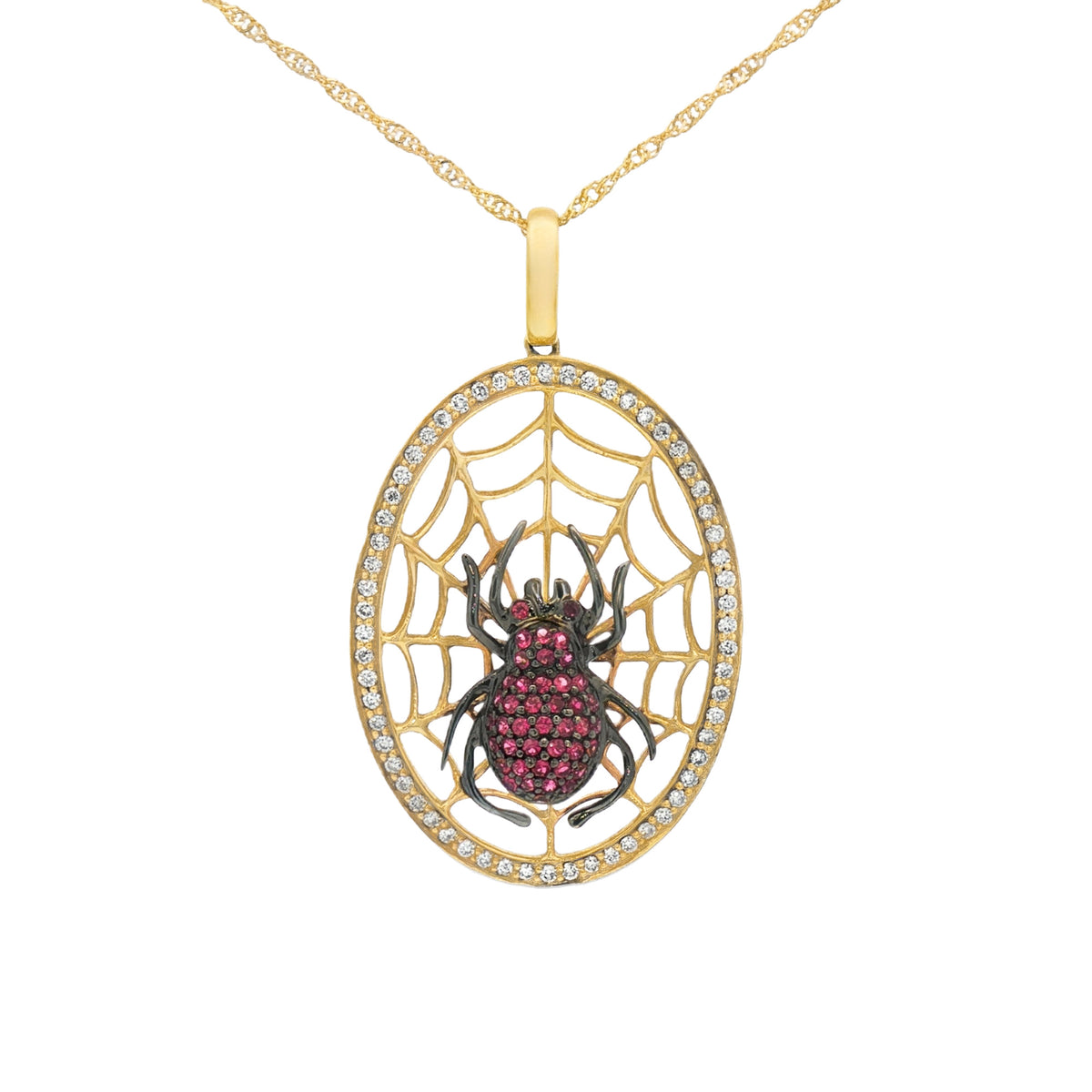 DIJE DE ARAÑA RUBÍES Y DIAMANTES