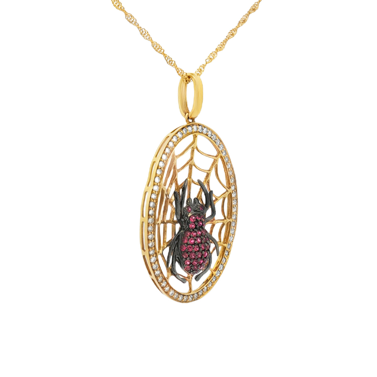 DIJE DE ARAÑA RUBÍES Y DIAMANTES