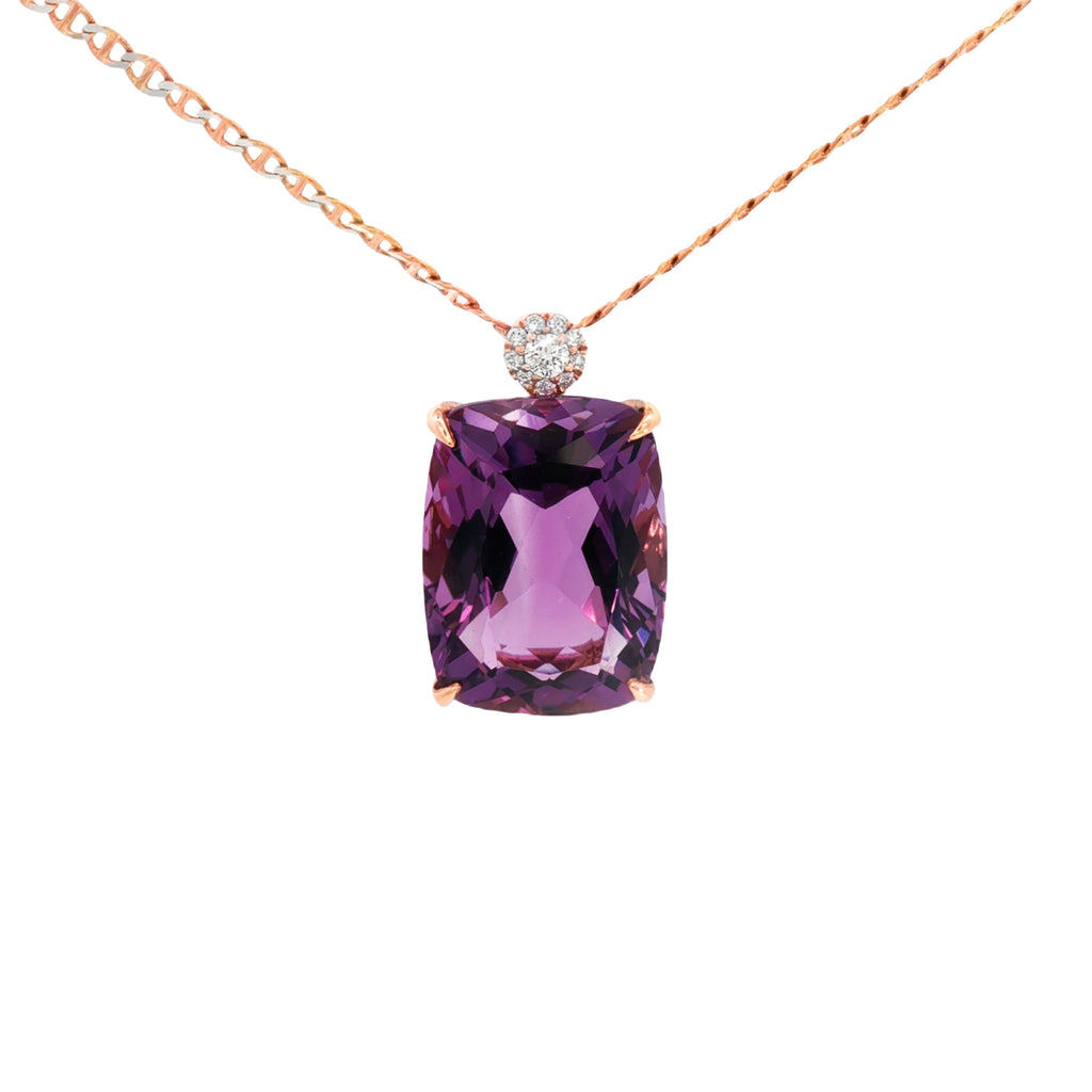DIJE AMATISTA CON DIAMANTES