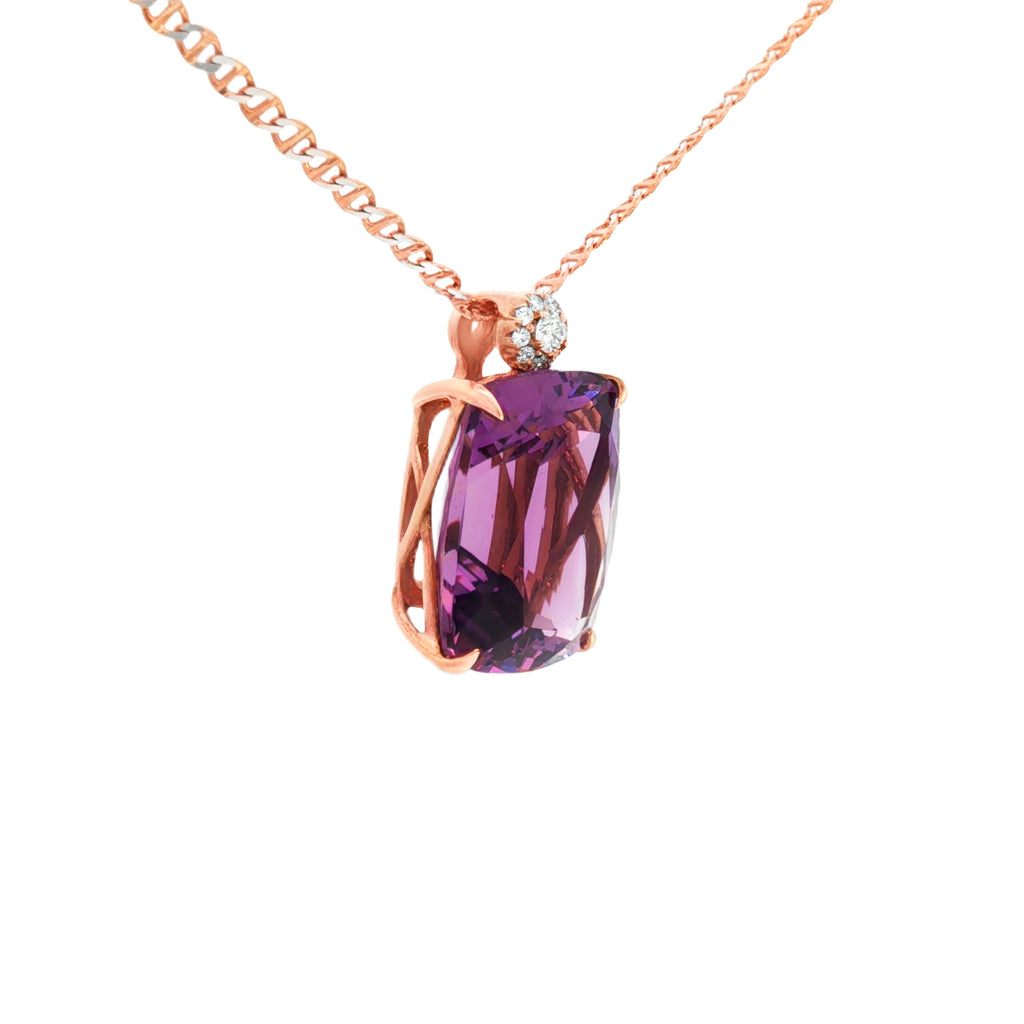 DIJE AMATISTA CON DIAMANTES