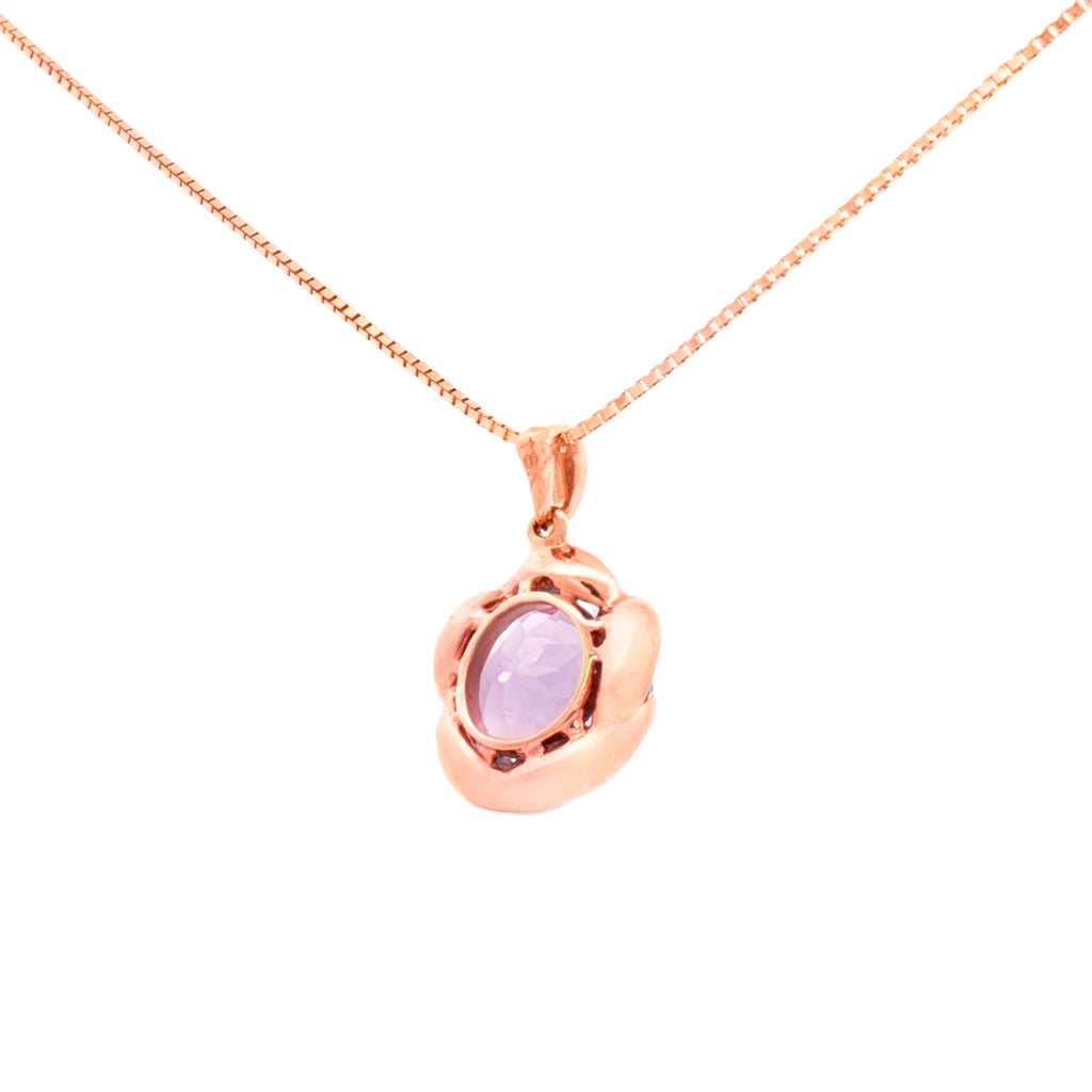 DIJE FLOR CON AMATISTA Y DIAMANTES