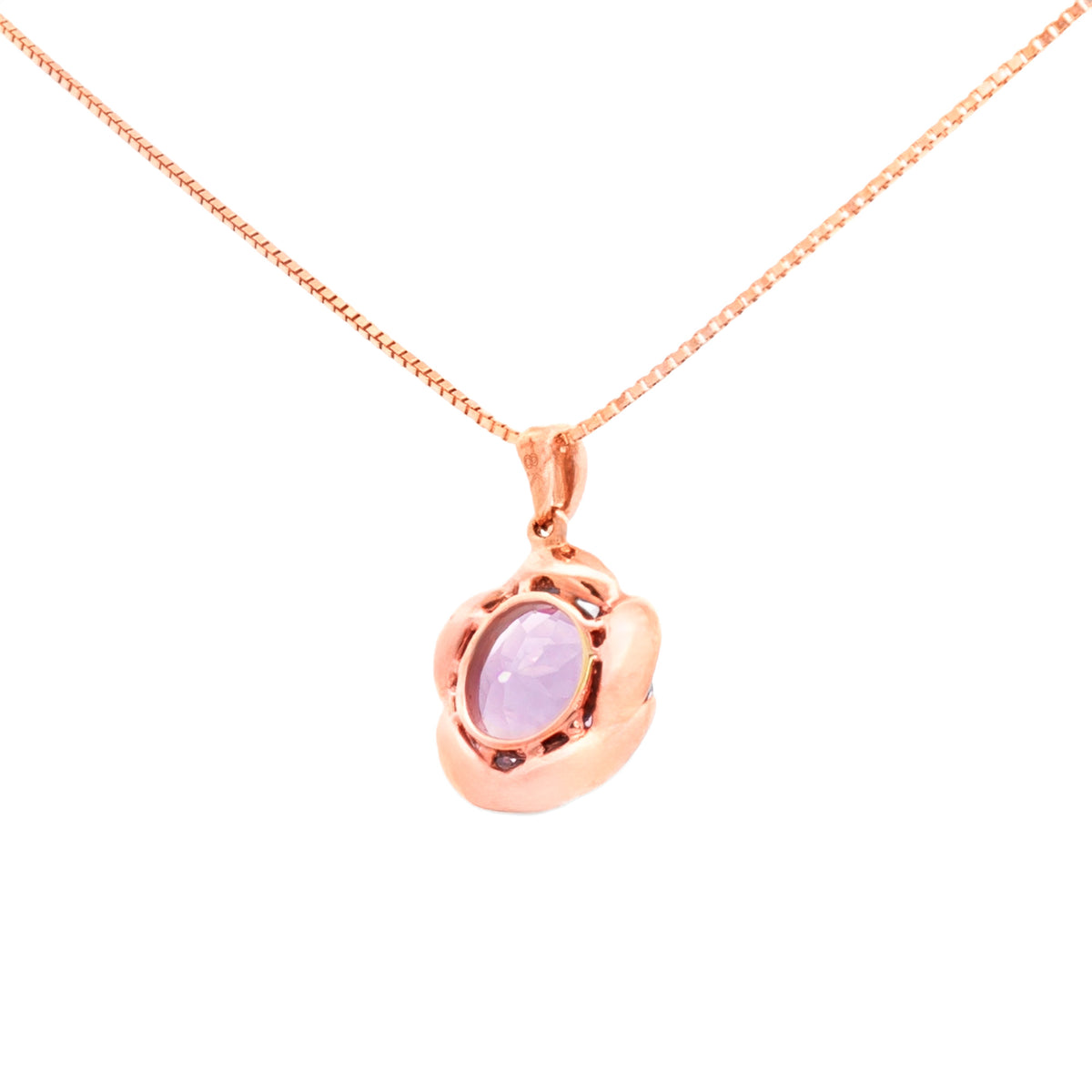 DIJE FLOR CON AMATISTA Y DIAMANTES