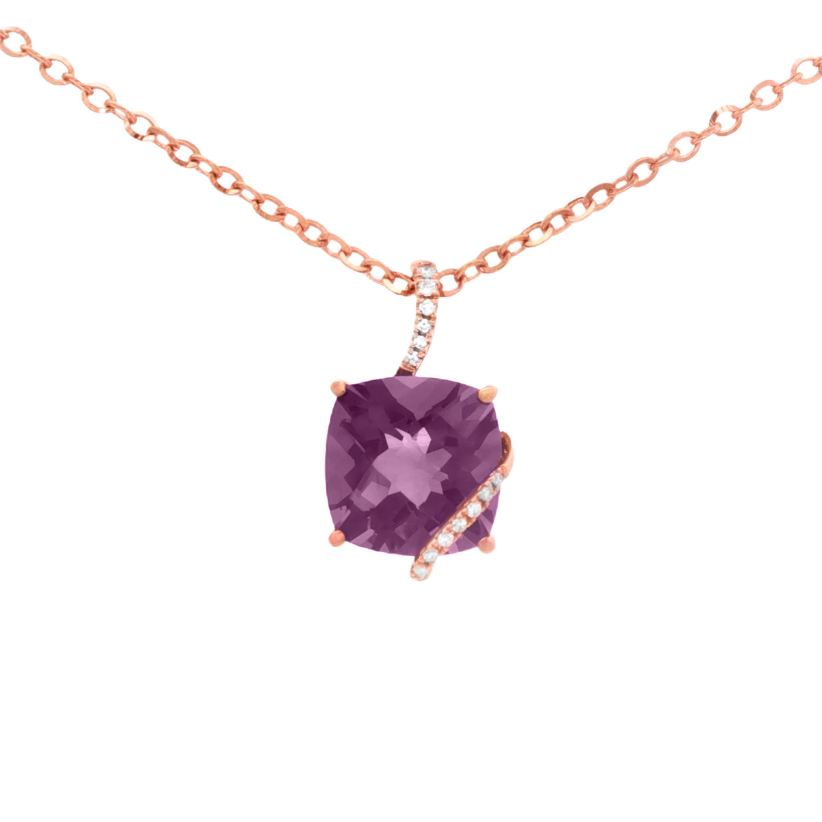 DIJE CON AMATISTA Y DIAMANTES EN ONDA