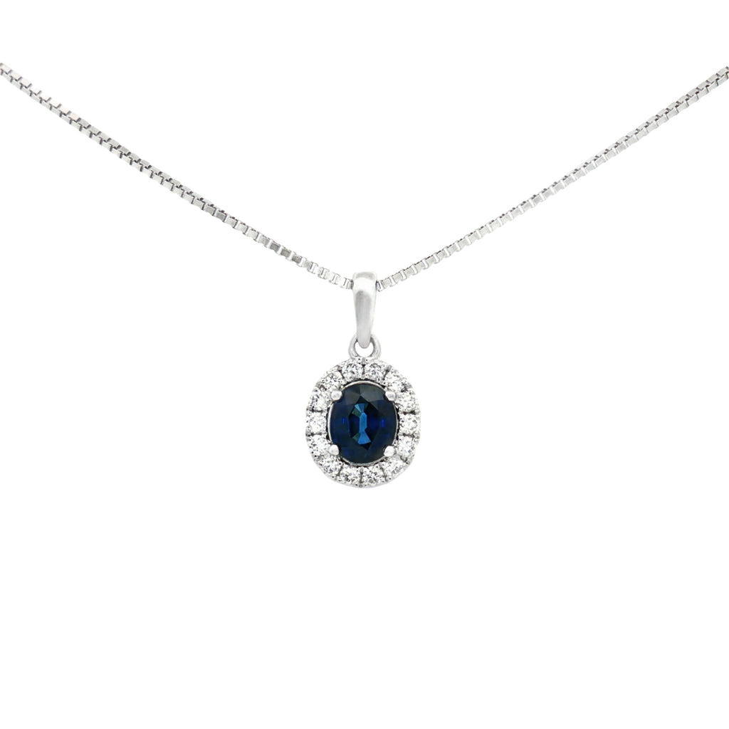 DIJE OVAL ZAFIRO DIAMANTE