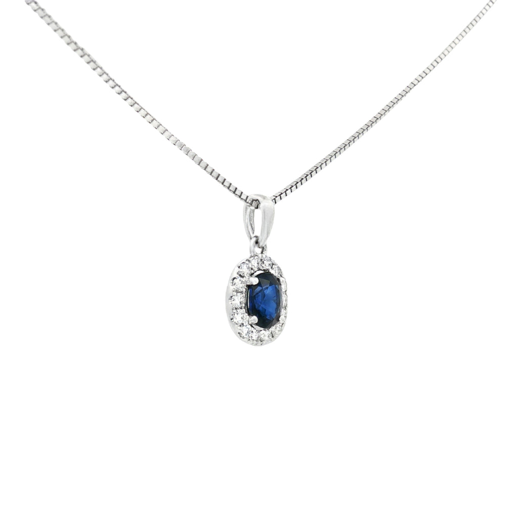 DIJE OVAL ZAFIRO DIAMANTE