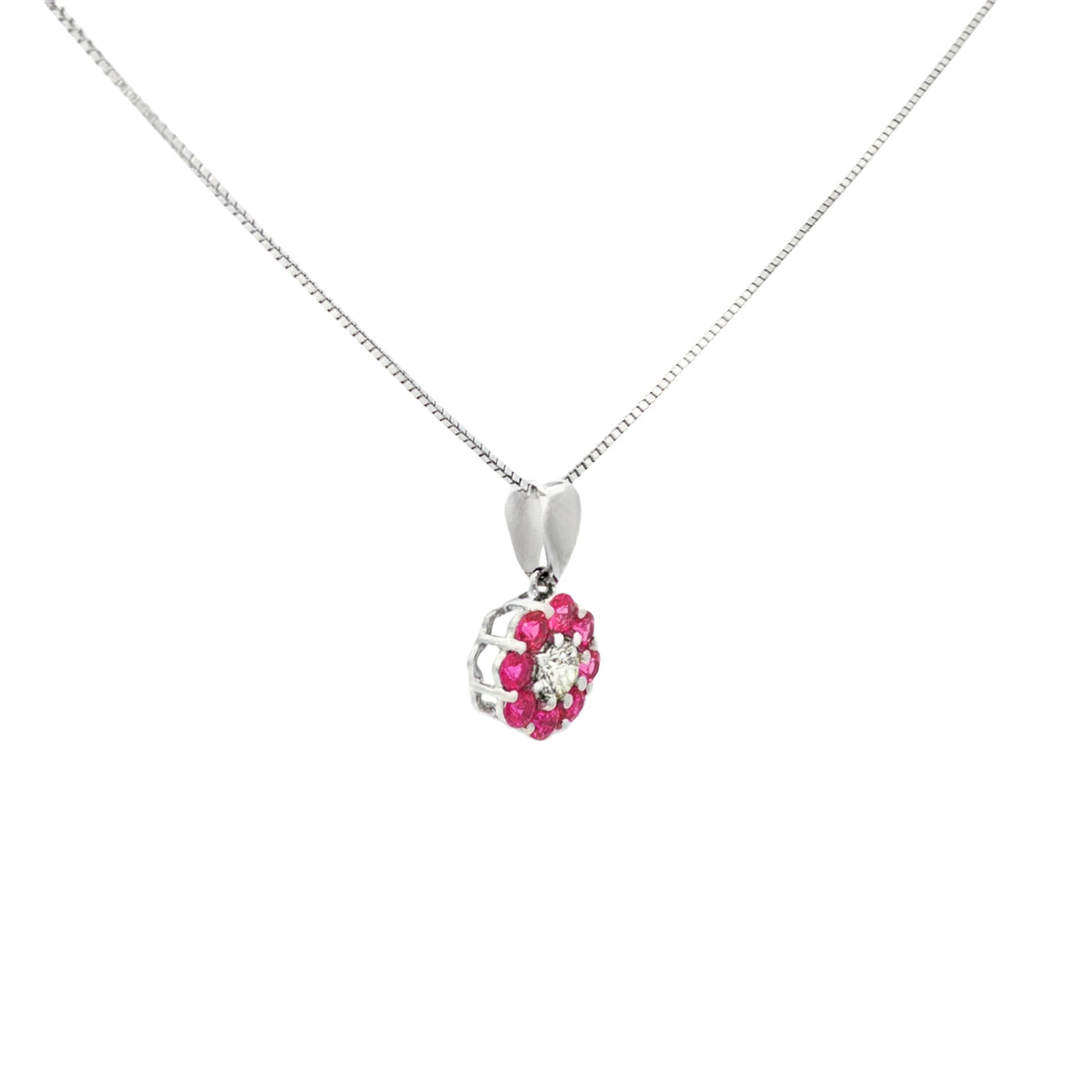 DIJE FLOR CON RUBÍES Y DIAMANTE