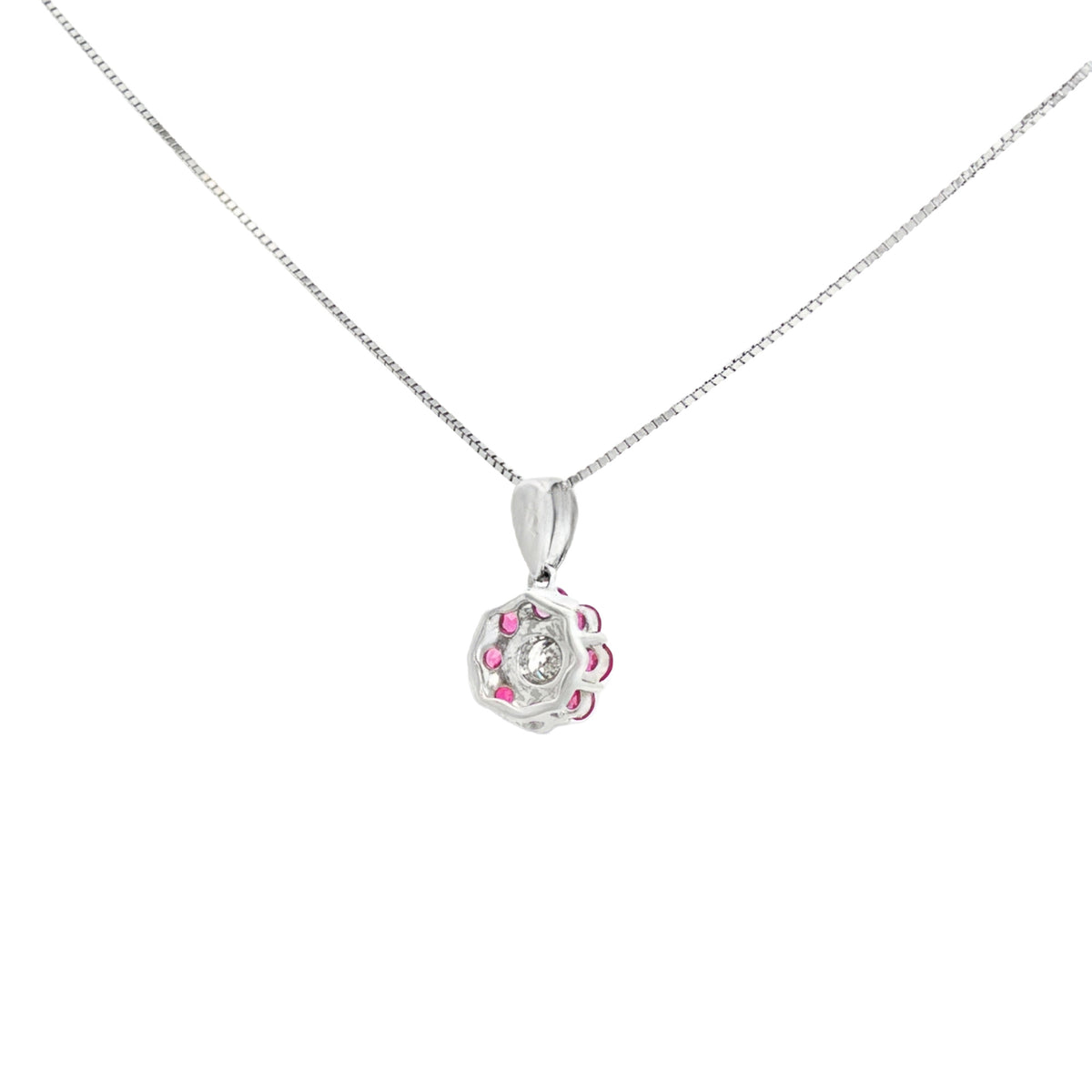 DIJE FLOR CON RUBÍES Y DIAMANTE
