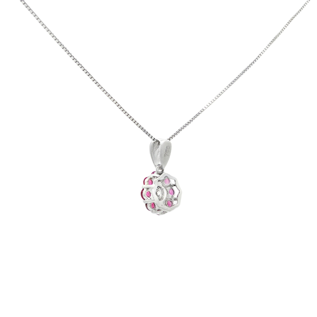 DIJE FLOR CON RUBÍES Y DIAMANTE