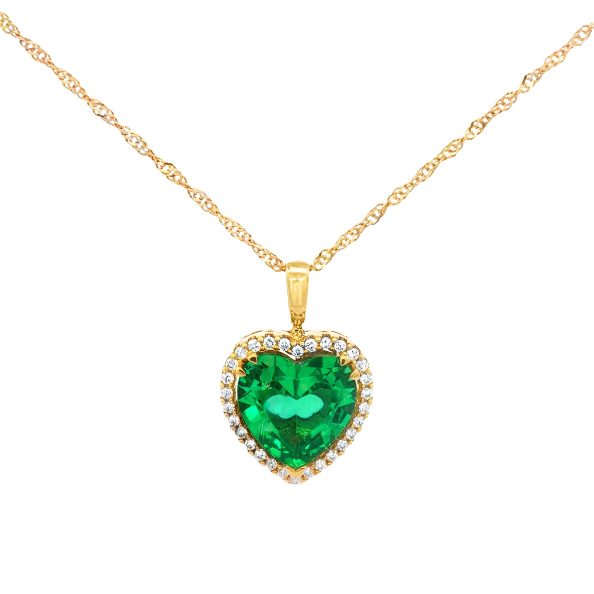 DIJE ESMERALDA CORAZÓN CON DIAMANTES