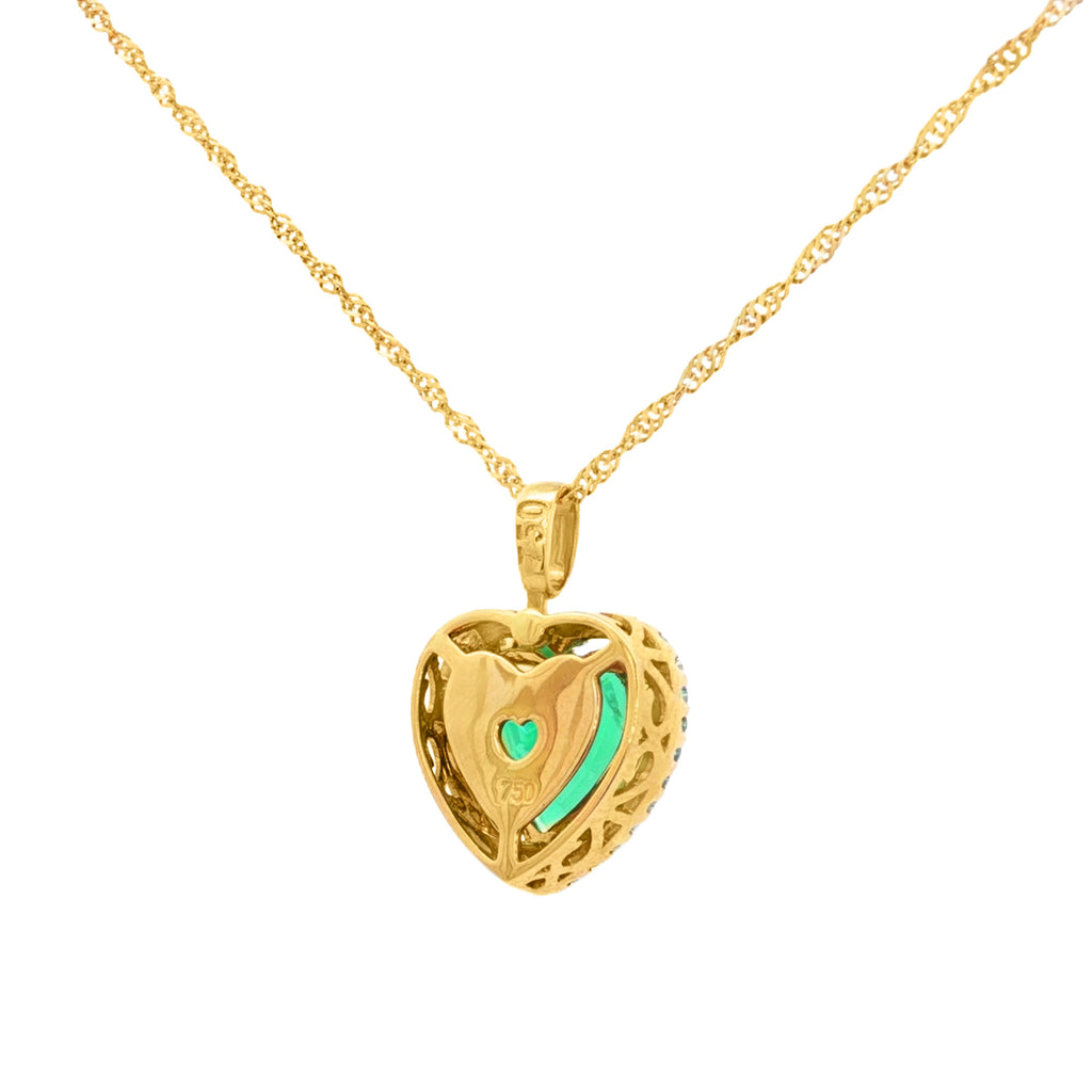 DIJE ESMERALDA CORAZÓN CON DIAMANTES
