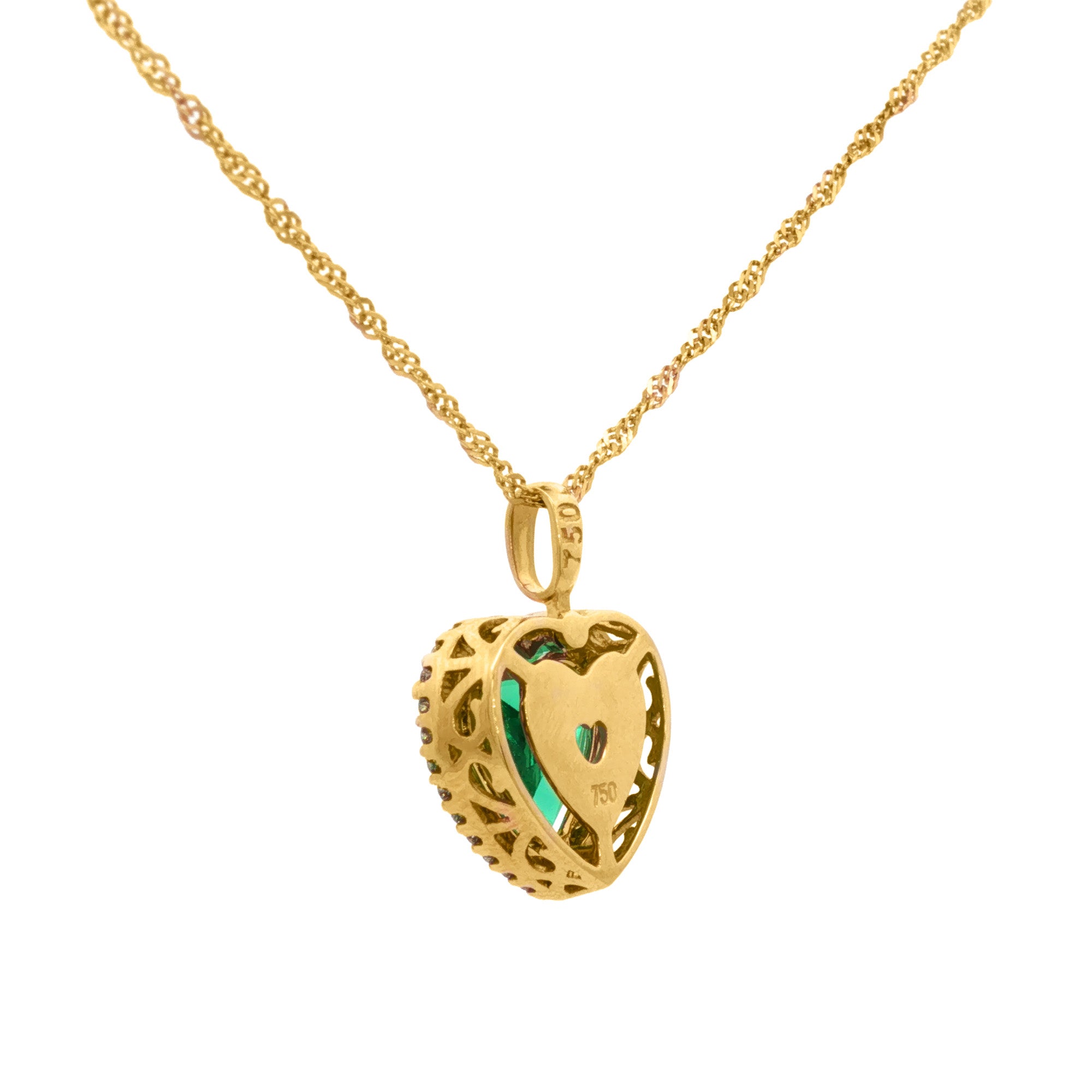 DIJE ESMERALDA CORAZÓN CON DIAMANTES