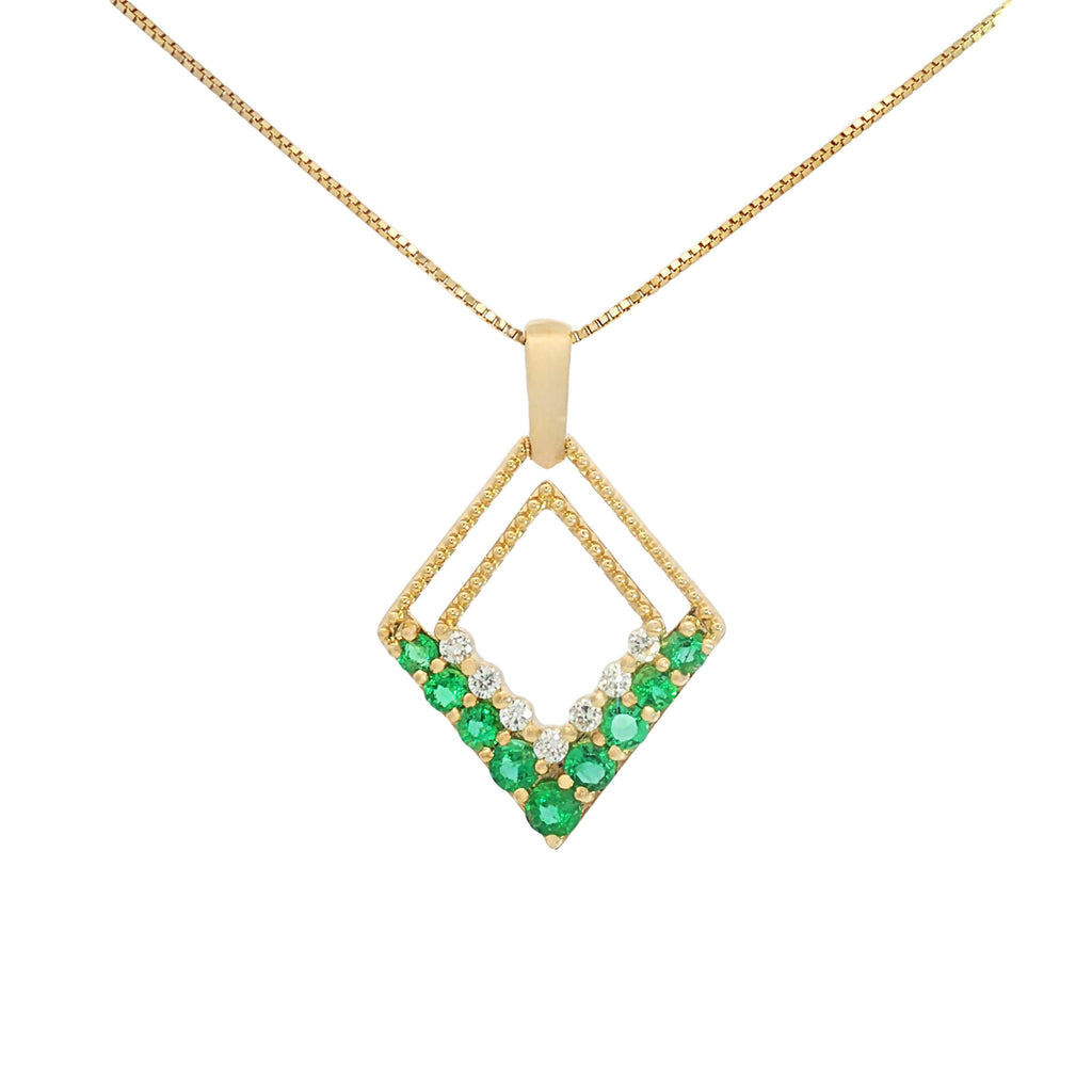 DIJE ROMBO ESMERALDAS Y DIAMANTES