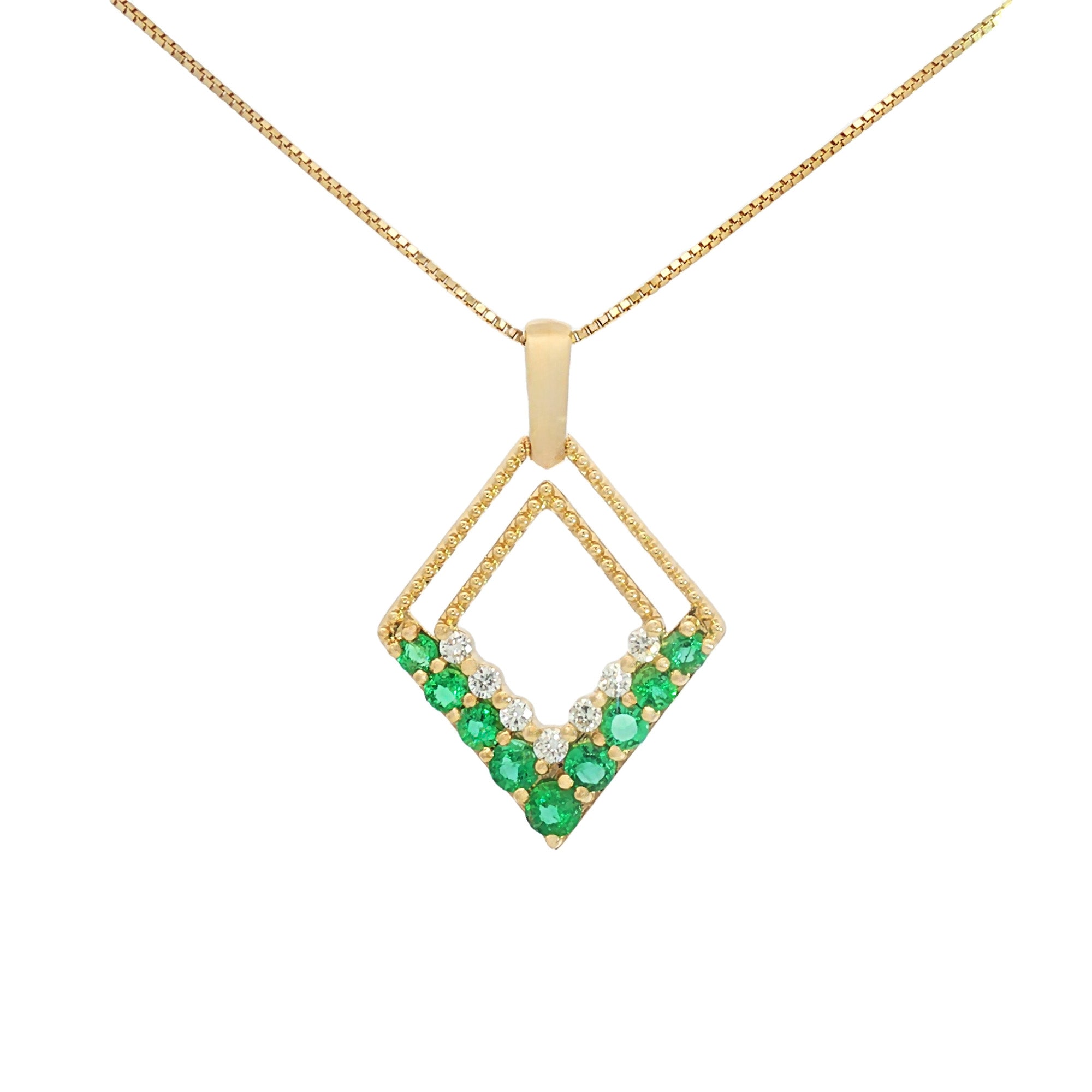 DIJE ROMBO ESMERALDAS Y DIAMANTES