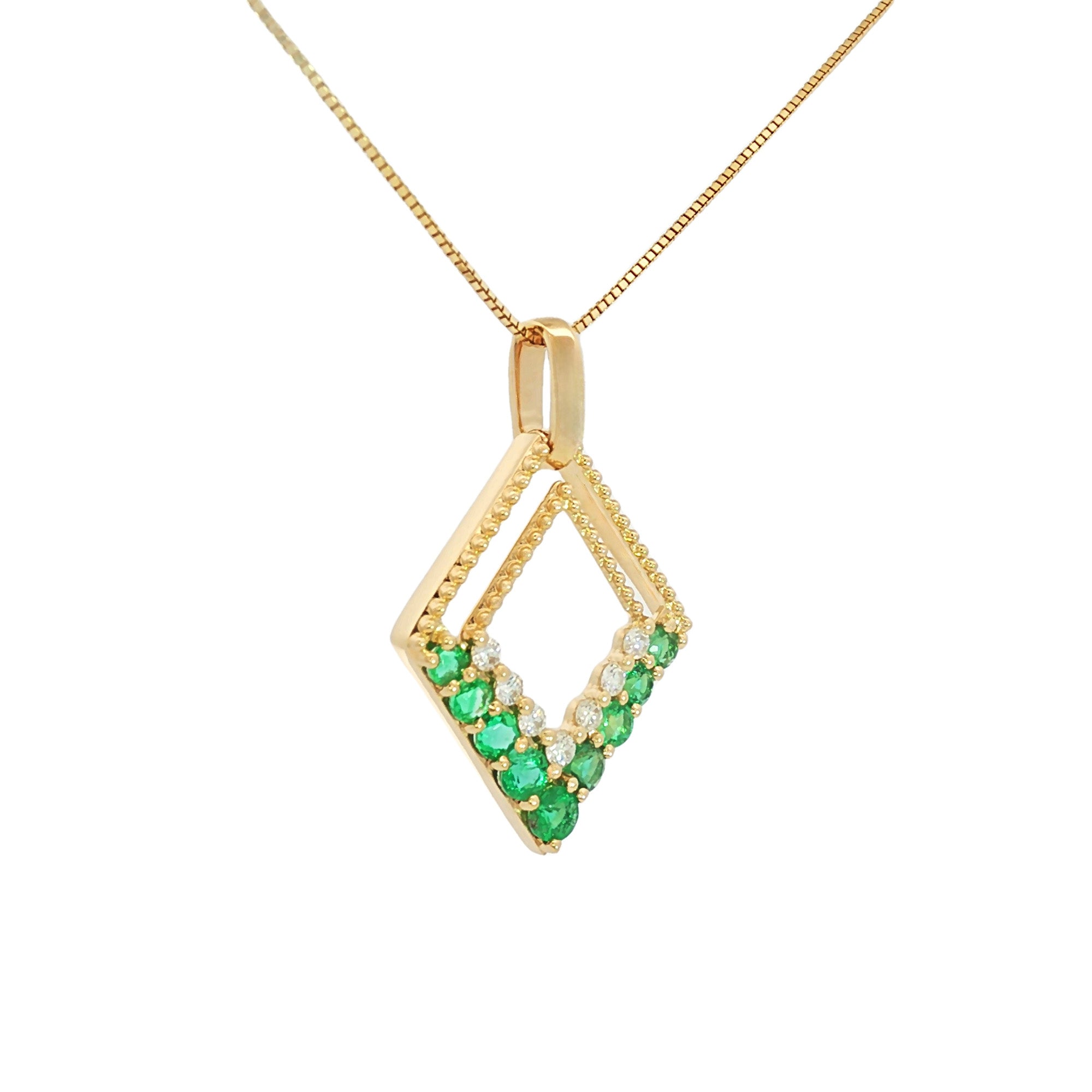 DIJE ROMBO ESMERALDAS Y DIAMANTES