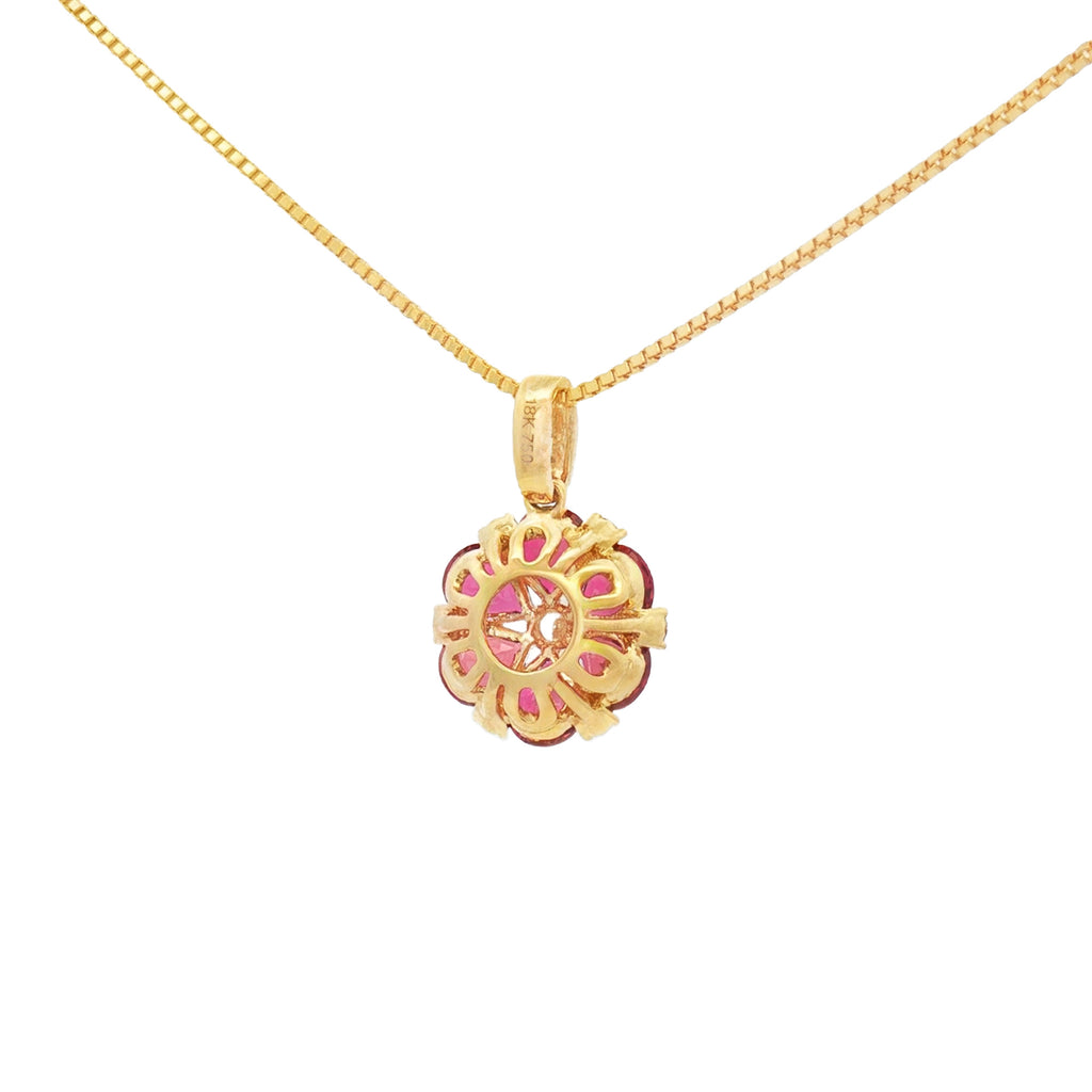 DIJE FLOR DE RUBÍES DIAMANTES