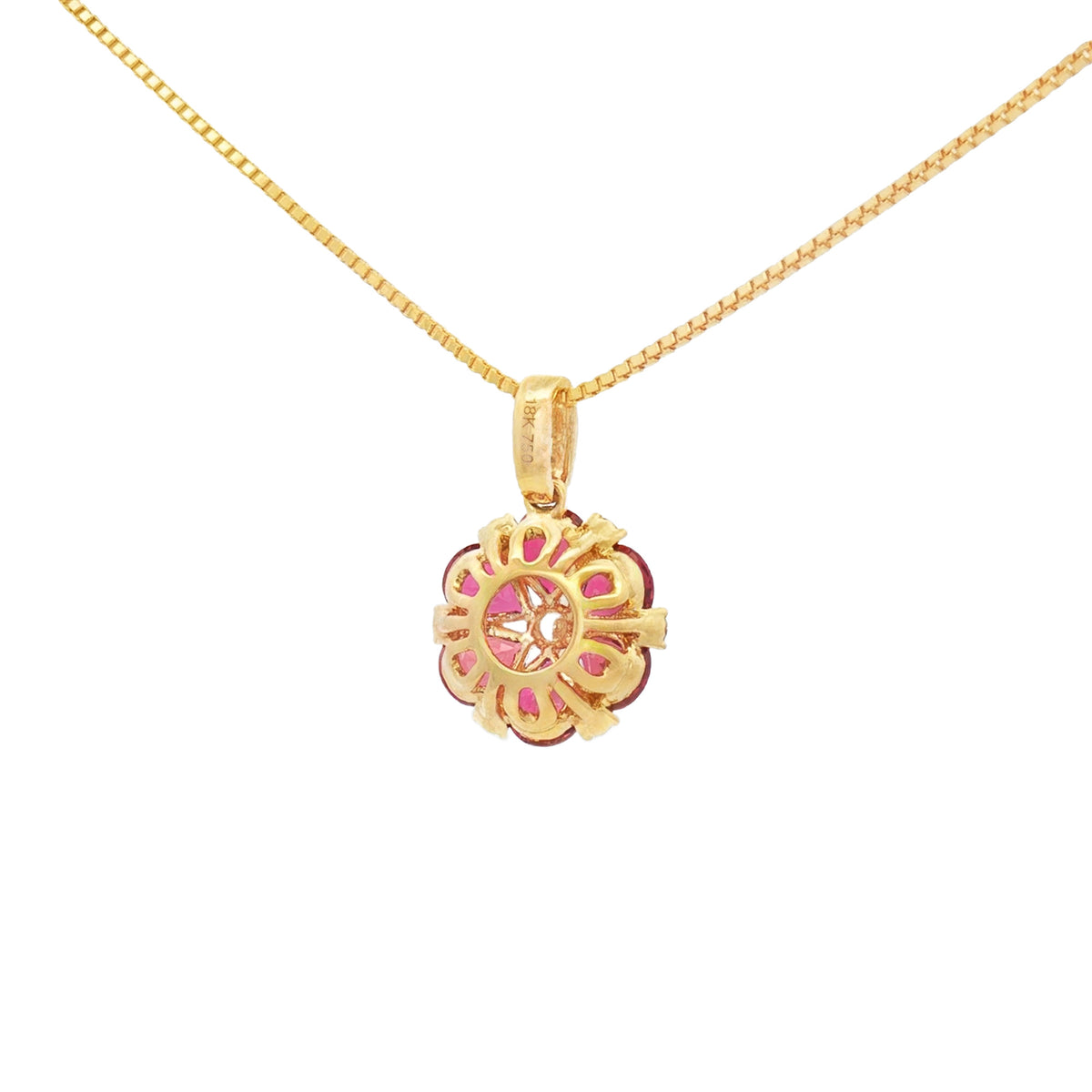 DIJE FLOR DE RUBÍES DIAMANTES