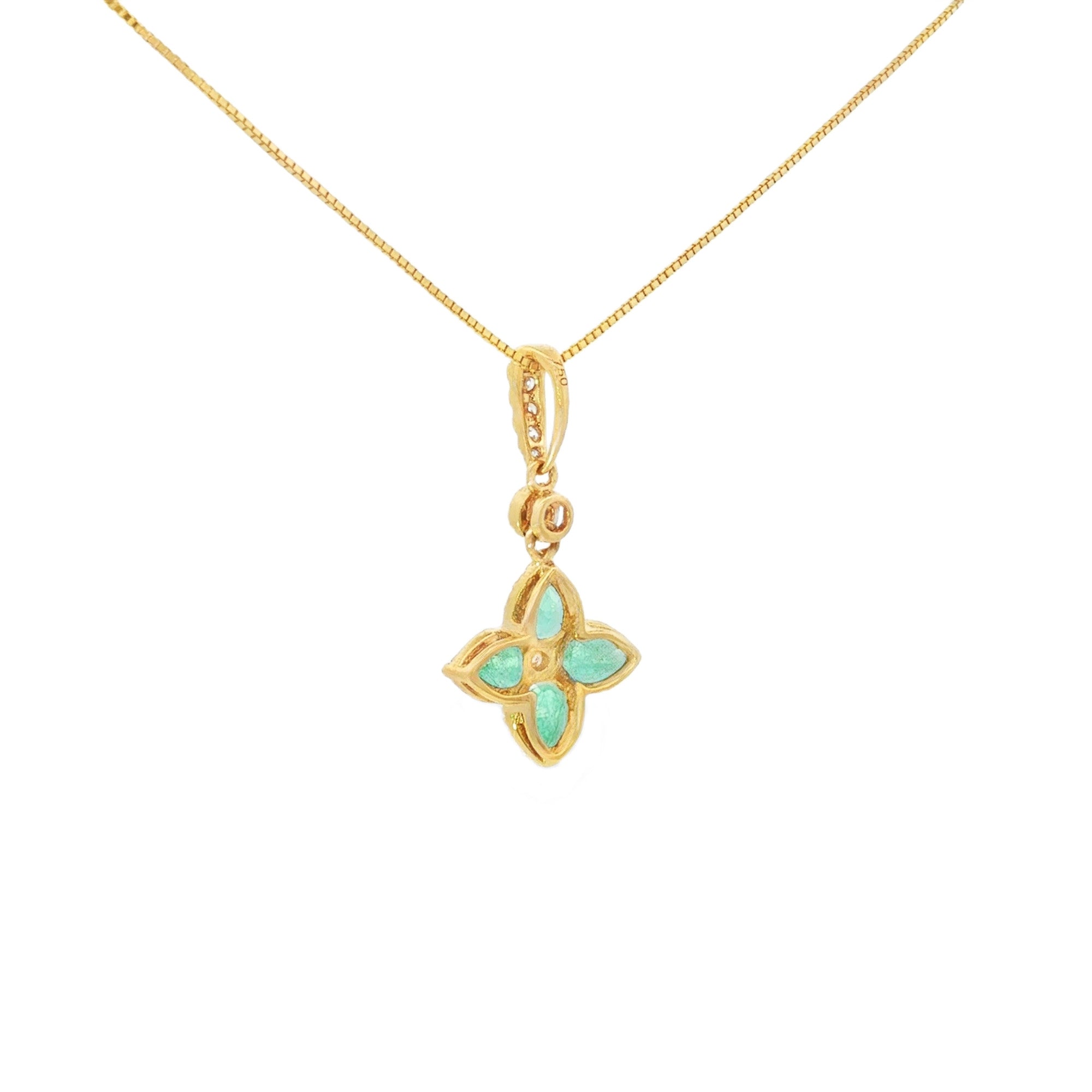 DIJE FLOR ESMERALDA Y DIAMANTES