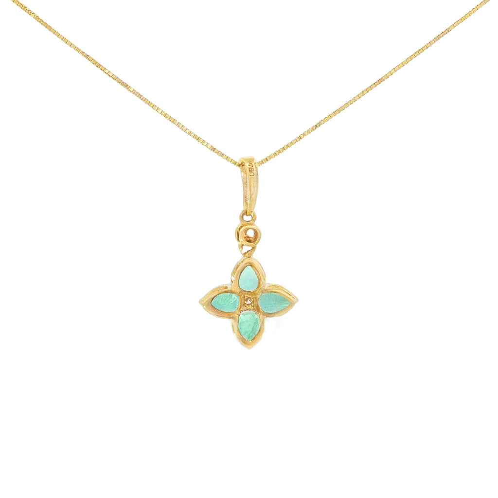 DIJE FLOR ESMERALDA Y DIAMANTES
