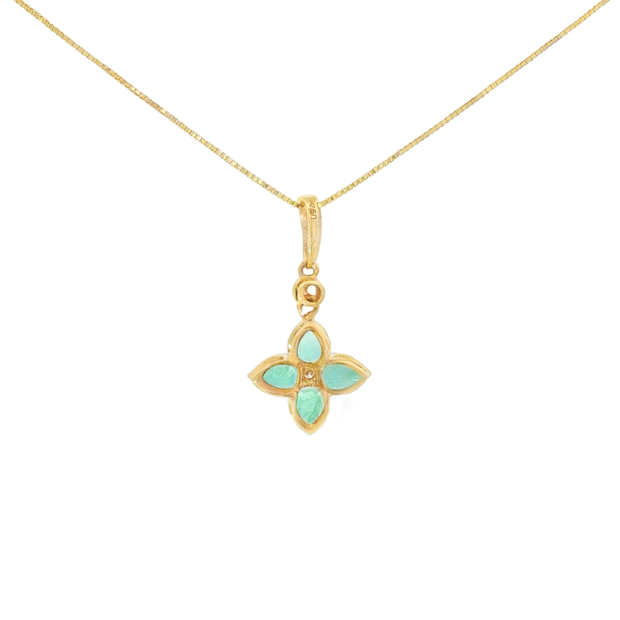 DIJE FLOR ESMERALDA Y DIAMANTES