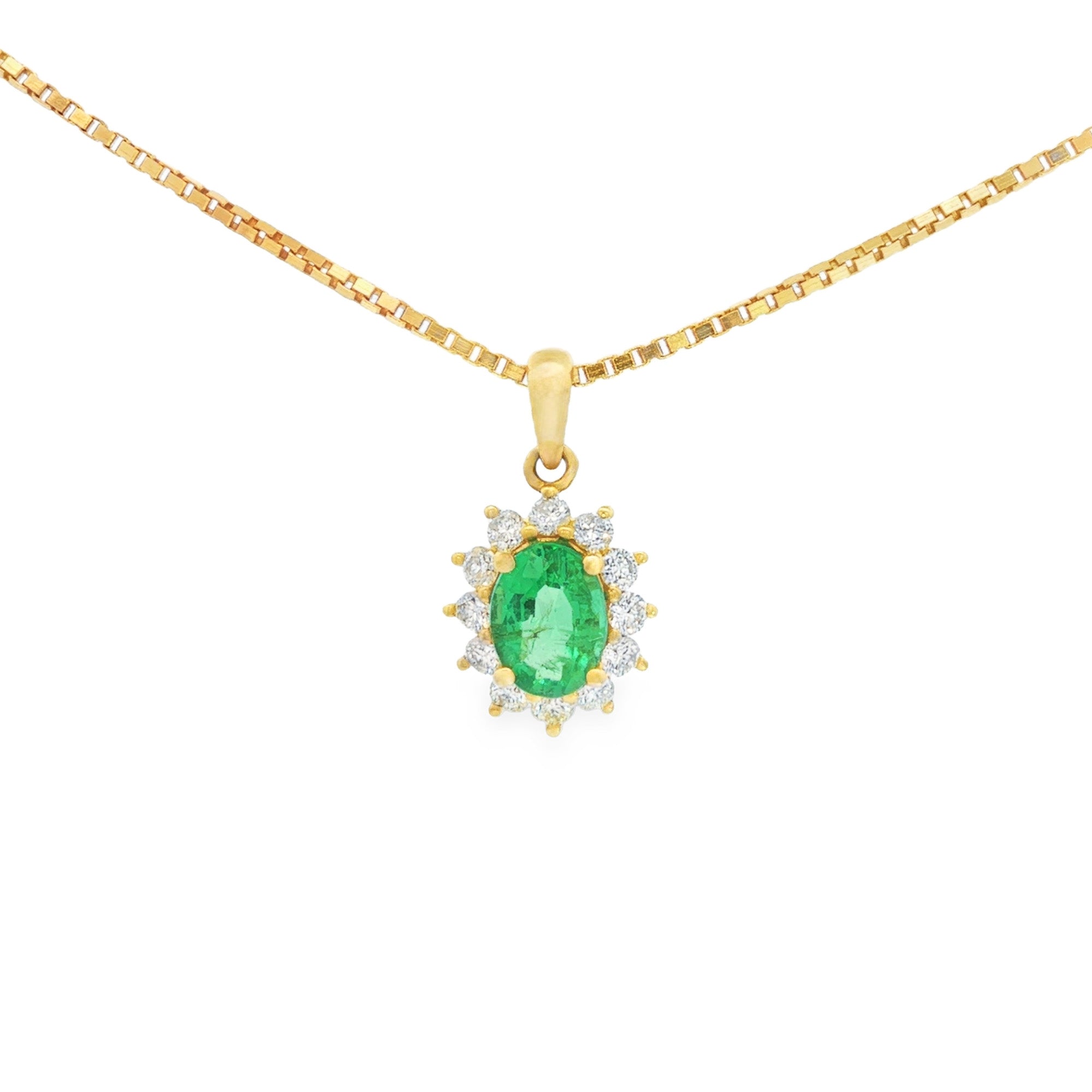 DIJE FLOR ESMERALDA Y DIAMANTES