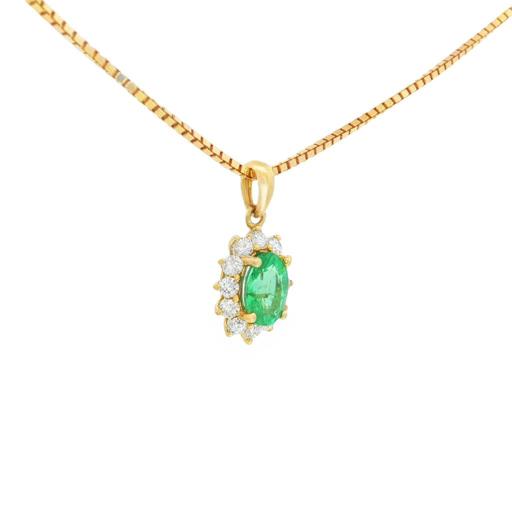 DIJE FLOR ESMERALDA Y DIAMANTES
