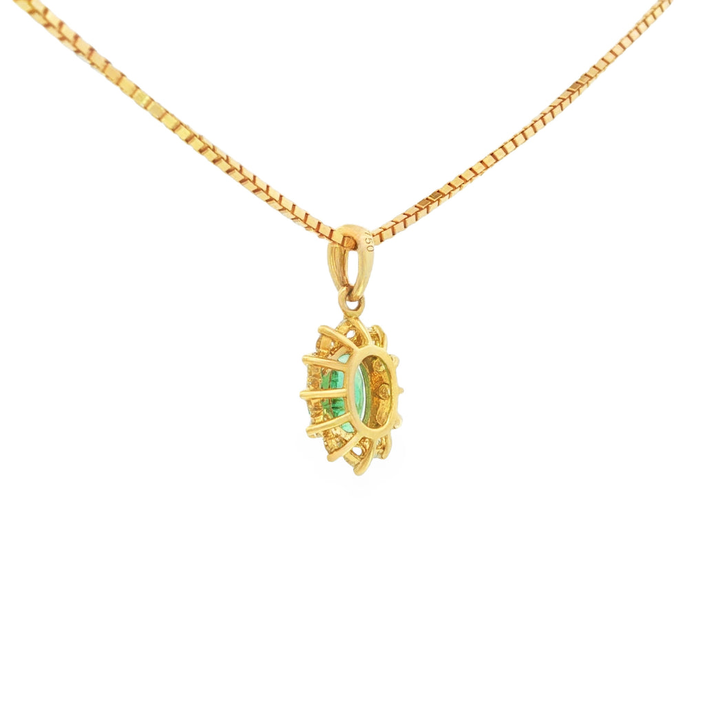 DIJE FLOR ESMERALDA Y DIAMANTES