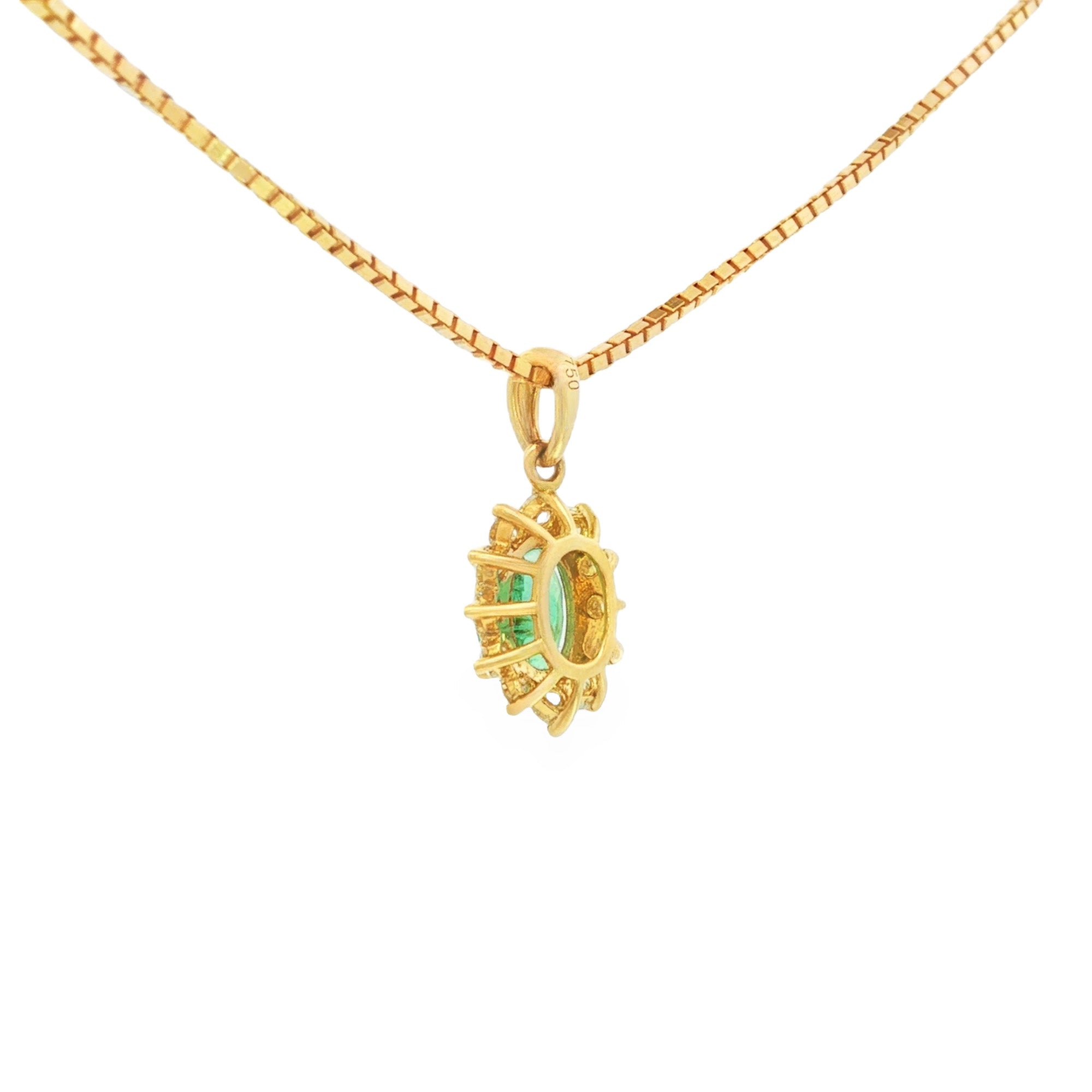 DIJE FLOR ESMERALDA Y DIAMANTES