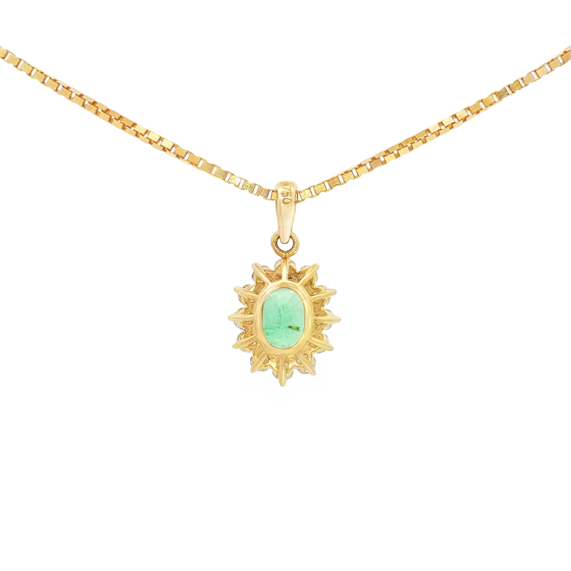 DIJE FLOR ESMERALDA Y DIAMANTES