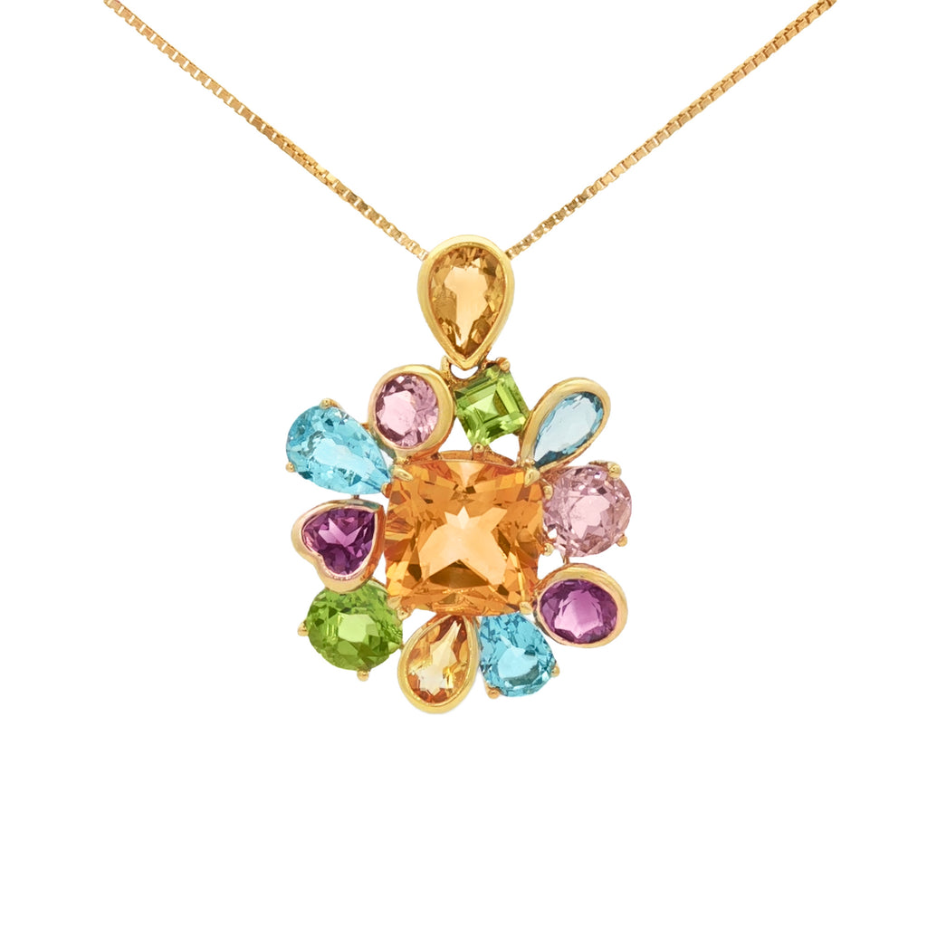DIJE FLORAL CON GEMAS MULTICOLOR