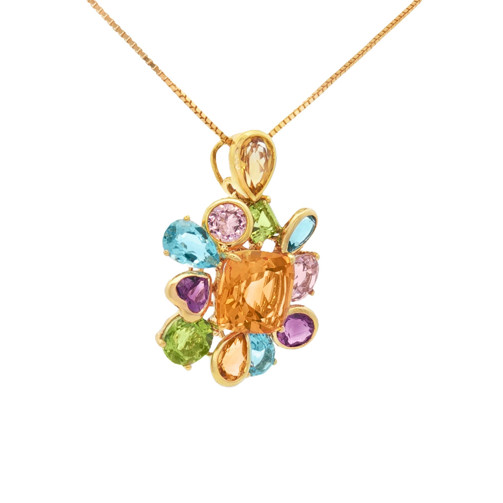 DIJE FLORAL CON GEMAS MULTICOLOR