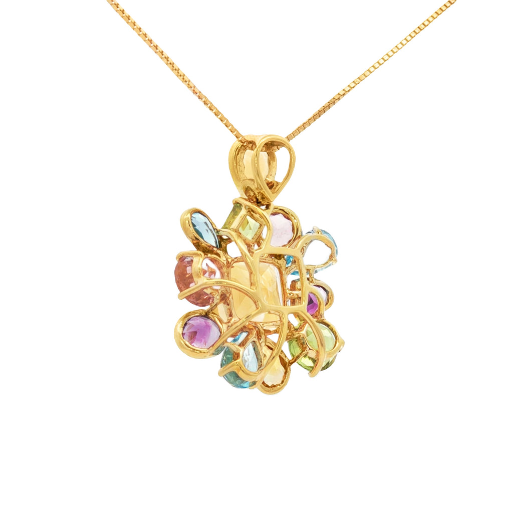 DIJE FLORAL CON GEMAS MULTICOLOR