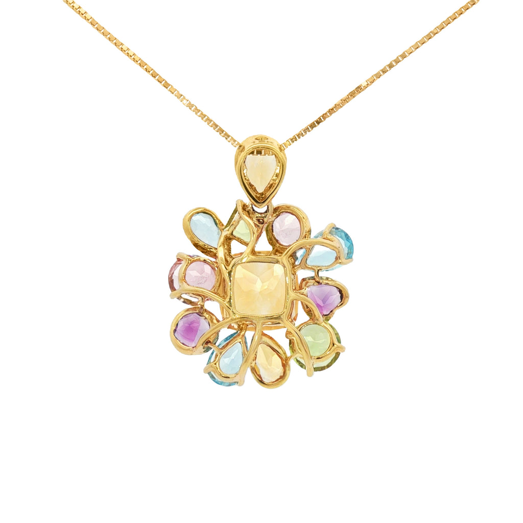 DIJE FLORAL CON GEMAS MULTICOLOR