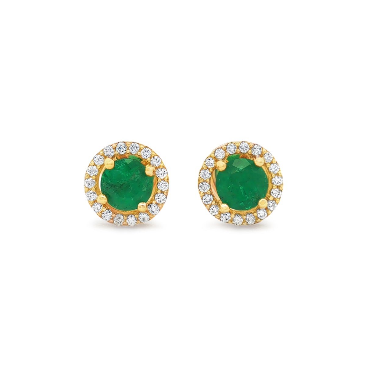 ARETES FLOR CON ESMERALDAS Y DIAMANTES