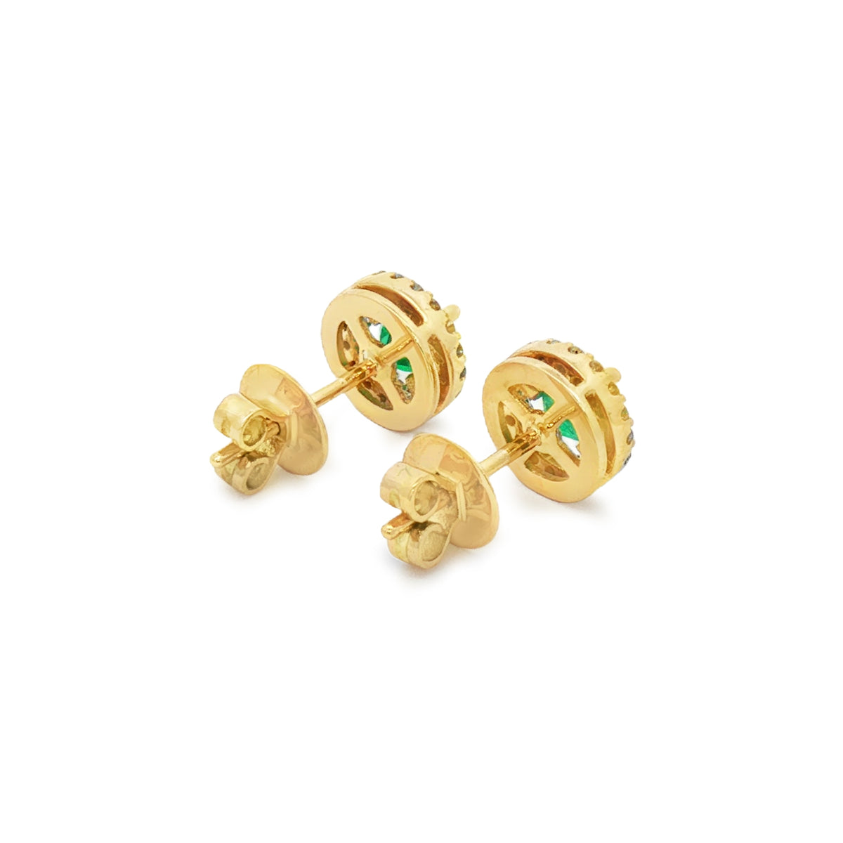 ARETES FLOR CON ESMERALDAS Y DIAMANTES