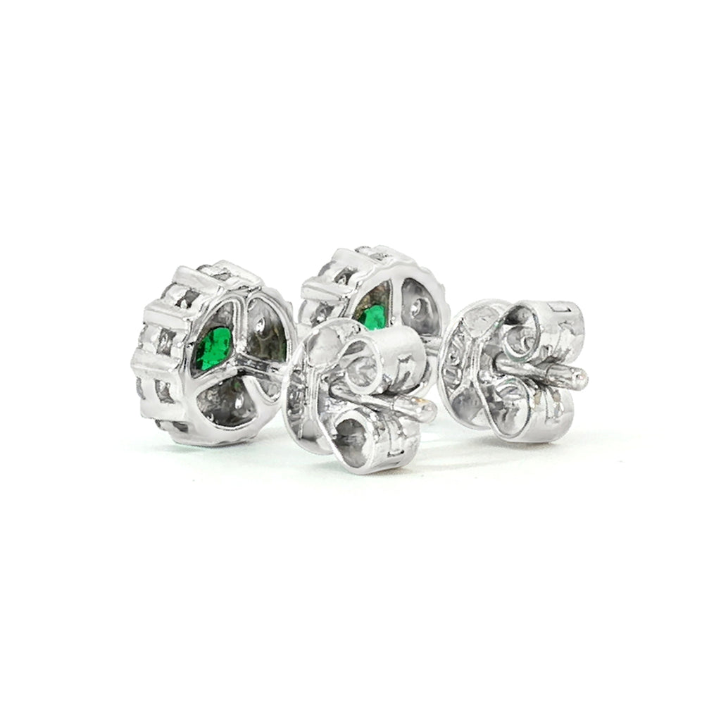 ARETES FLOR CON ESMERALDAS Y DIAMANTES