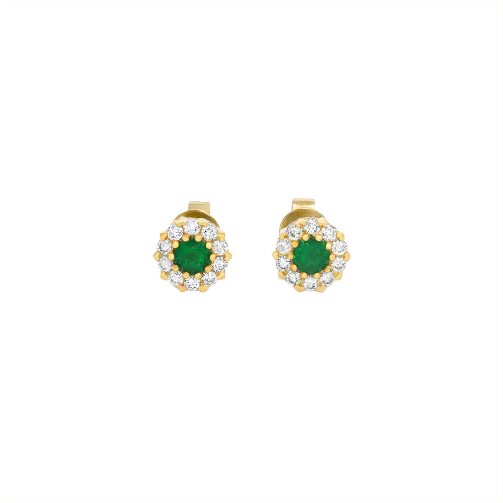 ARETES FLOR DE ESMERALDAS Y DIAMANTES