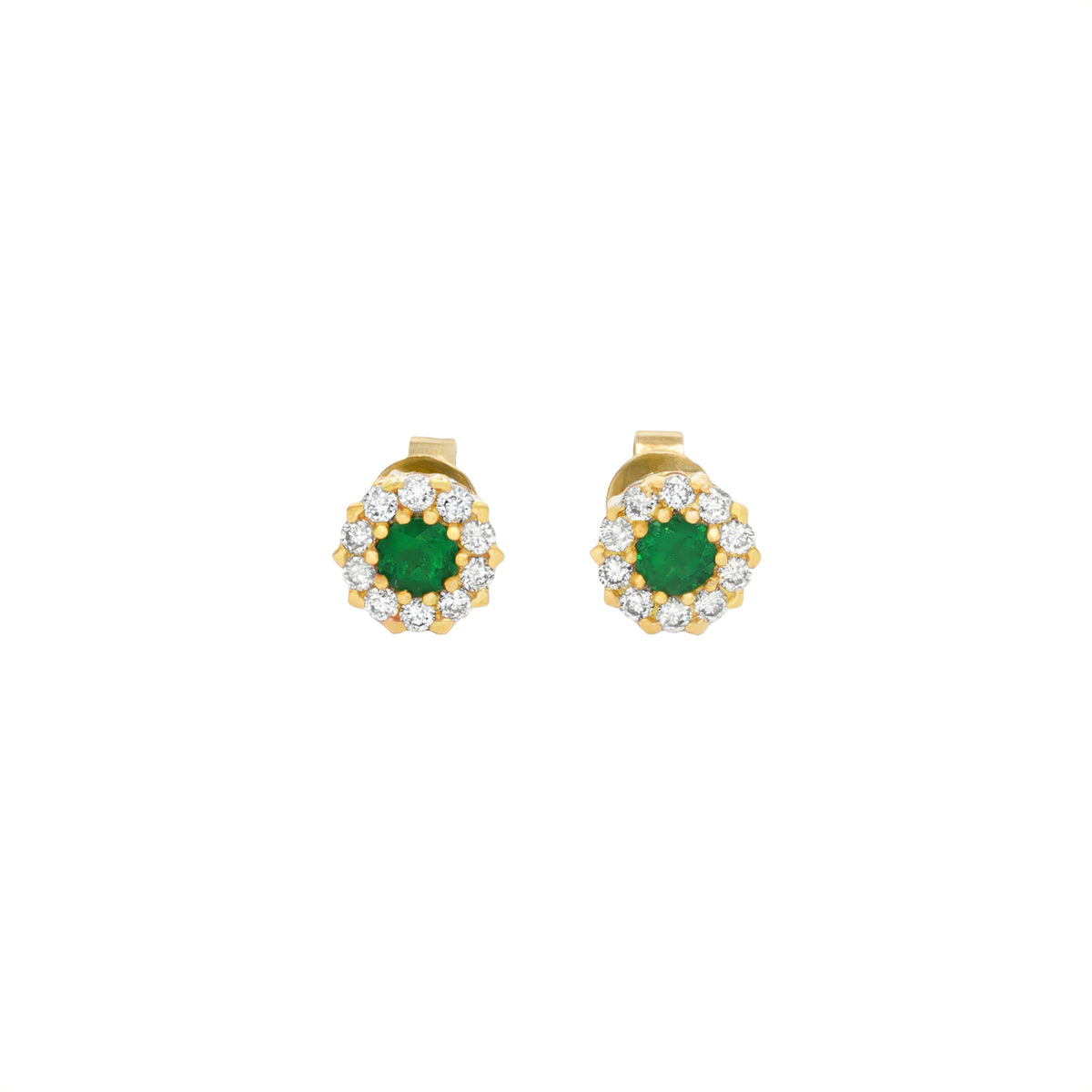 ARETES FLOR DE ESMERALDAS Y DIAMANTES