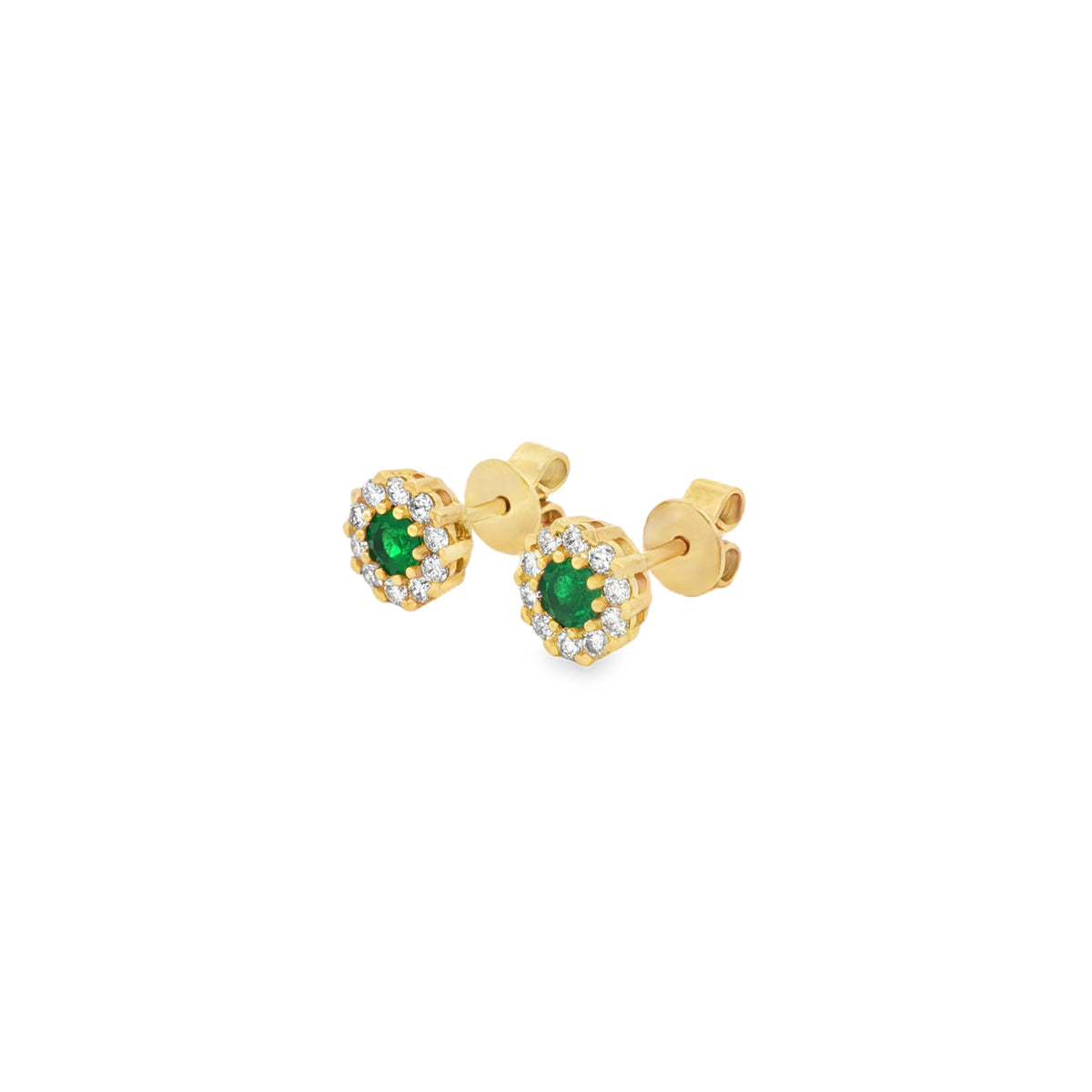 ARETES FLOR DE ESMERALDAS Y DIAMANTES